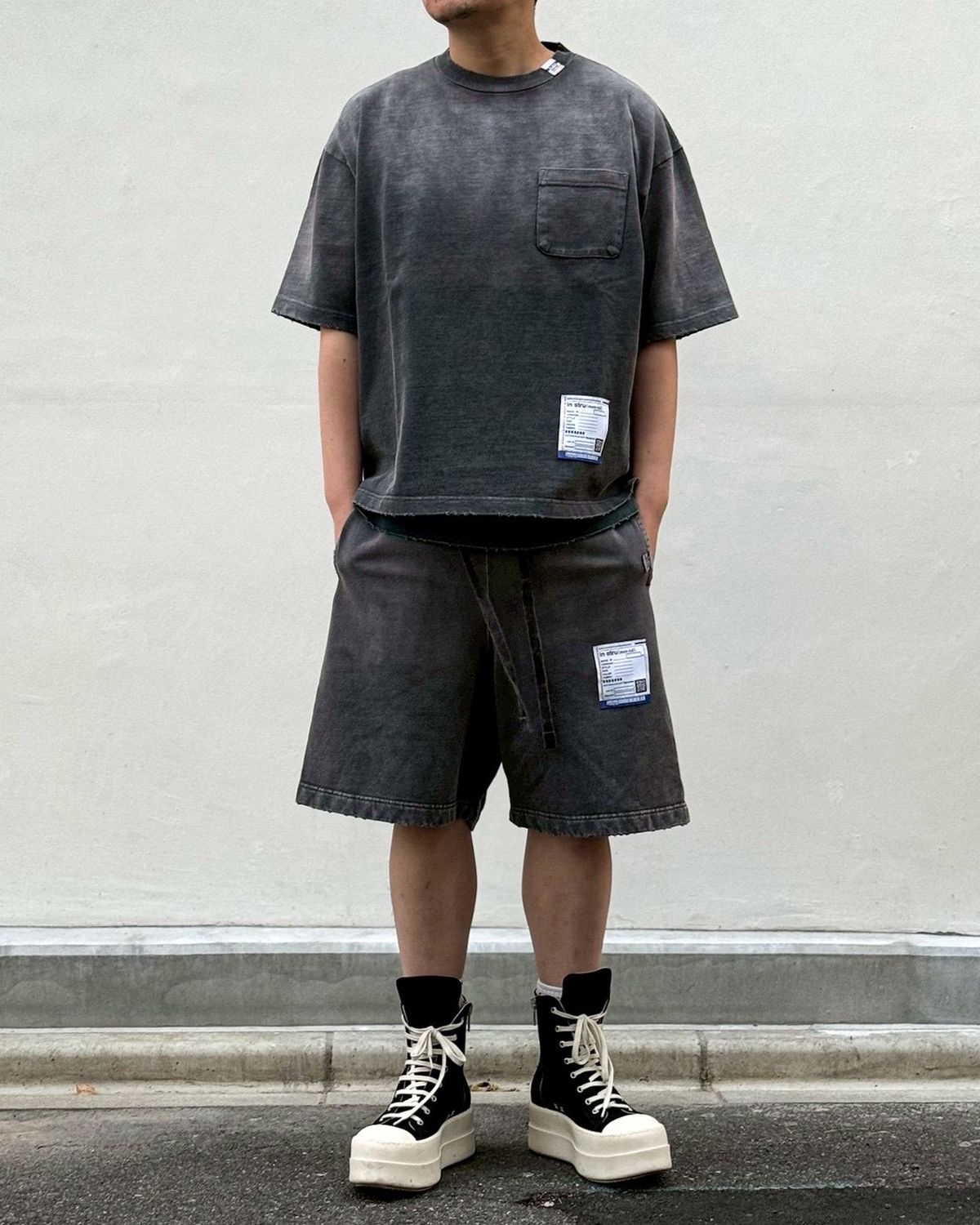 Maison MIHARA YASUHIRO in・stru(men-tal). / Sun Faded Like Distressed Pocket T-shirt (I16TS571)