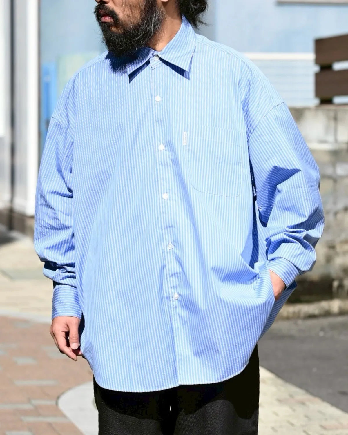 COOTIE PRODUCTIONS® / Stripe Broad Oversized L/S Shirt (CTE-25A403)