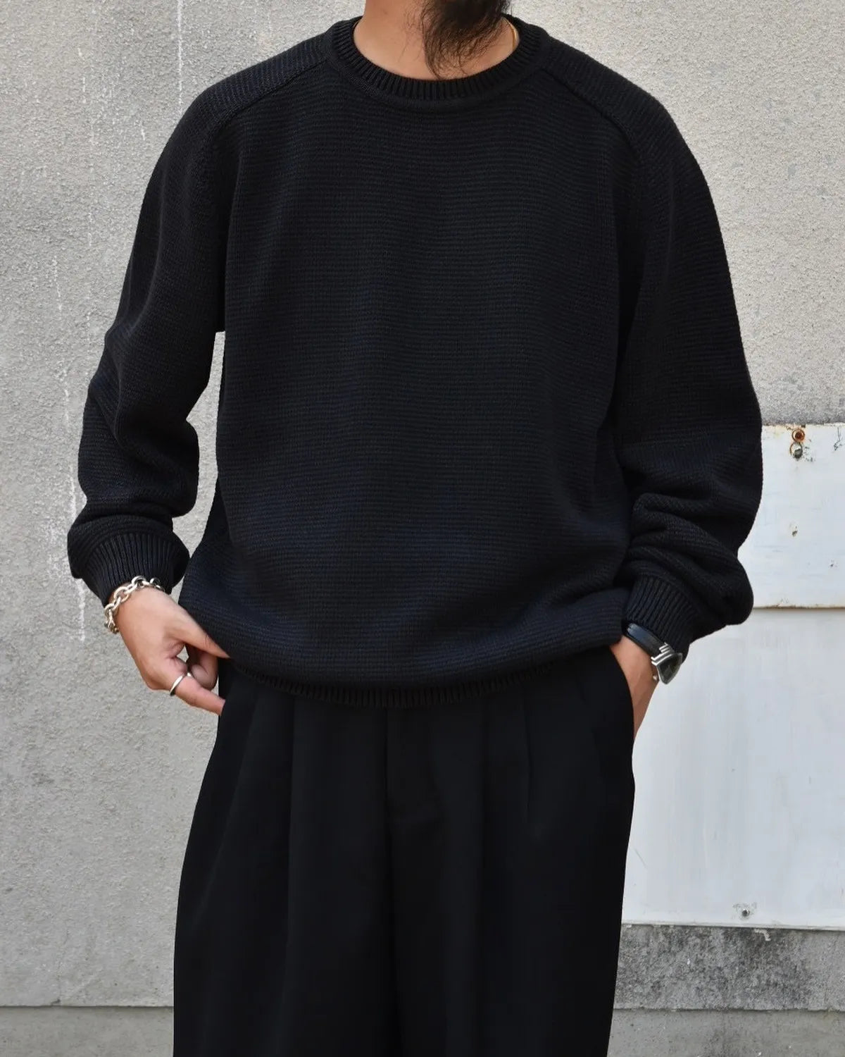 NONNATIVE / WORKER PULLOVER SWEATER COTTON YARN (NN-K4703)