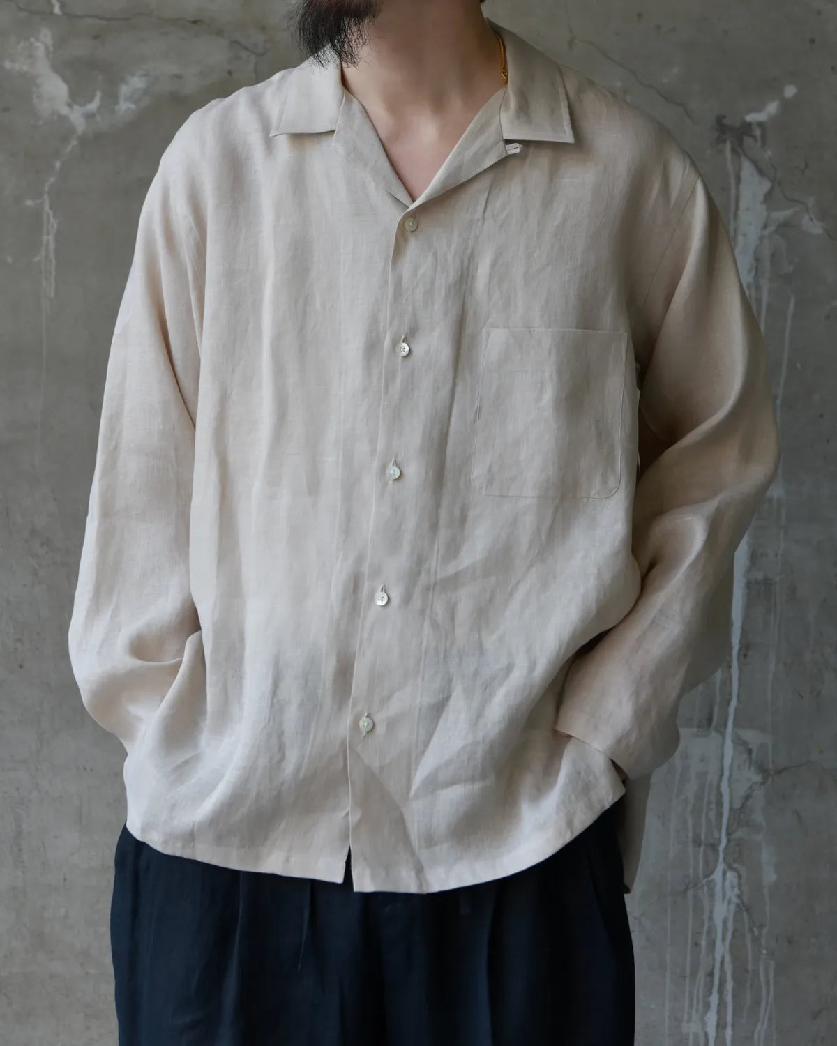 MARKAWARE / Hemp Shirting Comfort Fit Open Collar Shirt (A26A22SH02C)