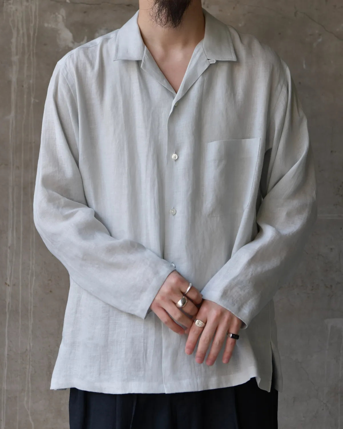 MARKAWARE / Hemp Shirting Comfort Fit Open Collar Shirt (A26A22SH02C)