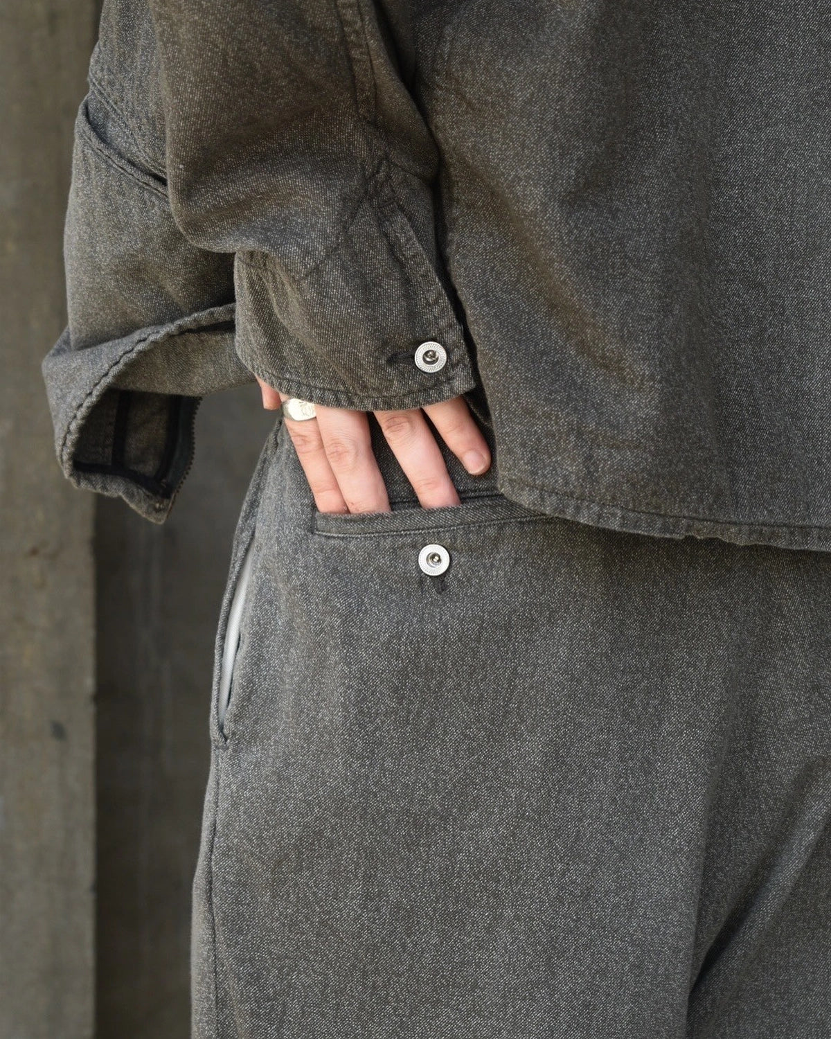 A.PRESSE / Vintage Black Chambray Work Pants (25AAP-04-22)