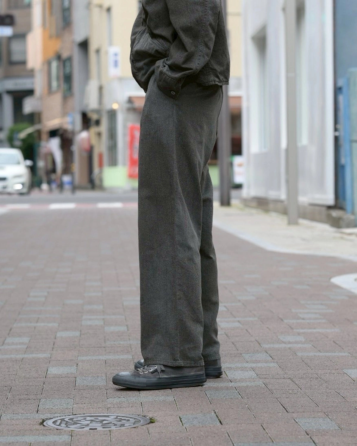 A.PRESSE / Vintage Black Chambray Work Pants (25AAP-04-22)