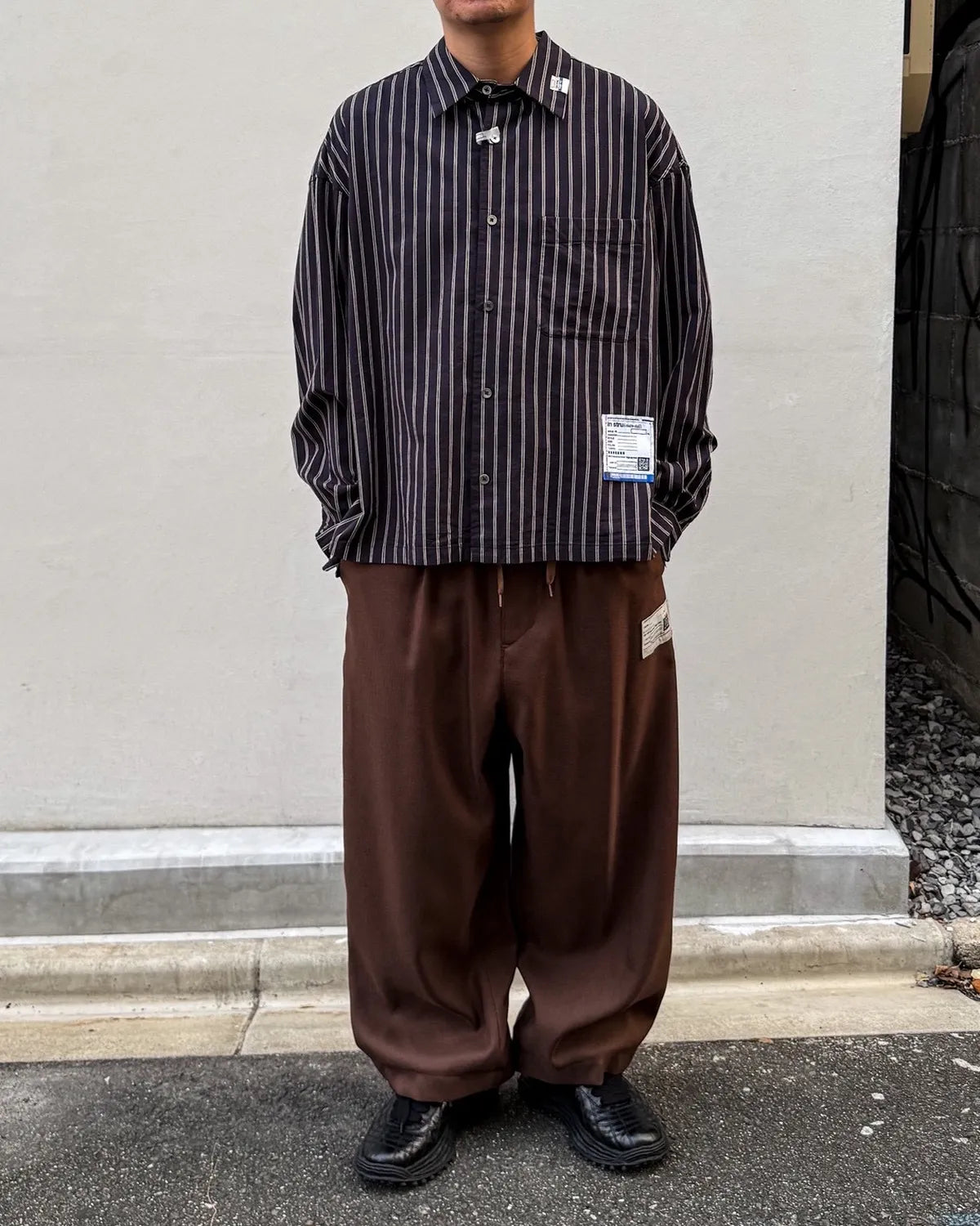 Maison MIHARA YASUHIRO in・stru(men-tal). / C/R STRIPE DRESS SHIRT (I17SH132)