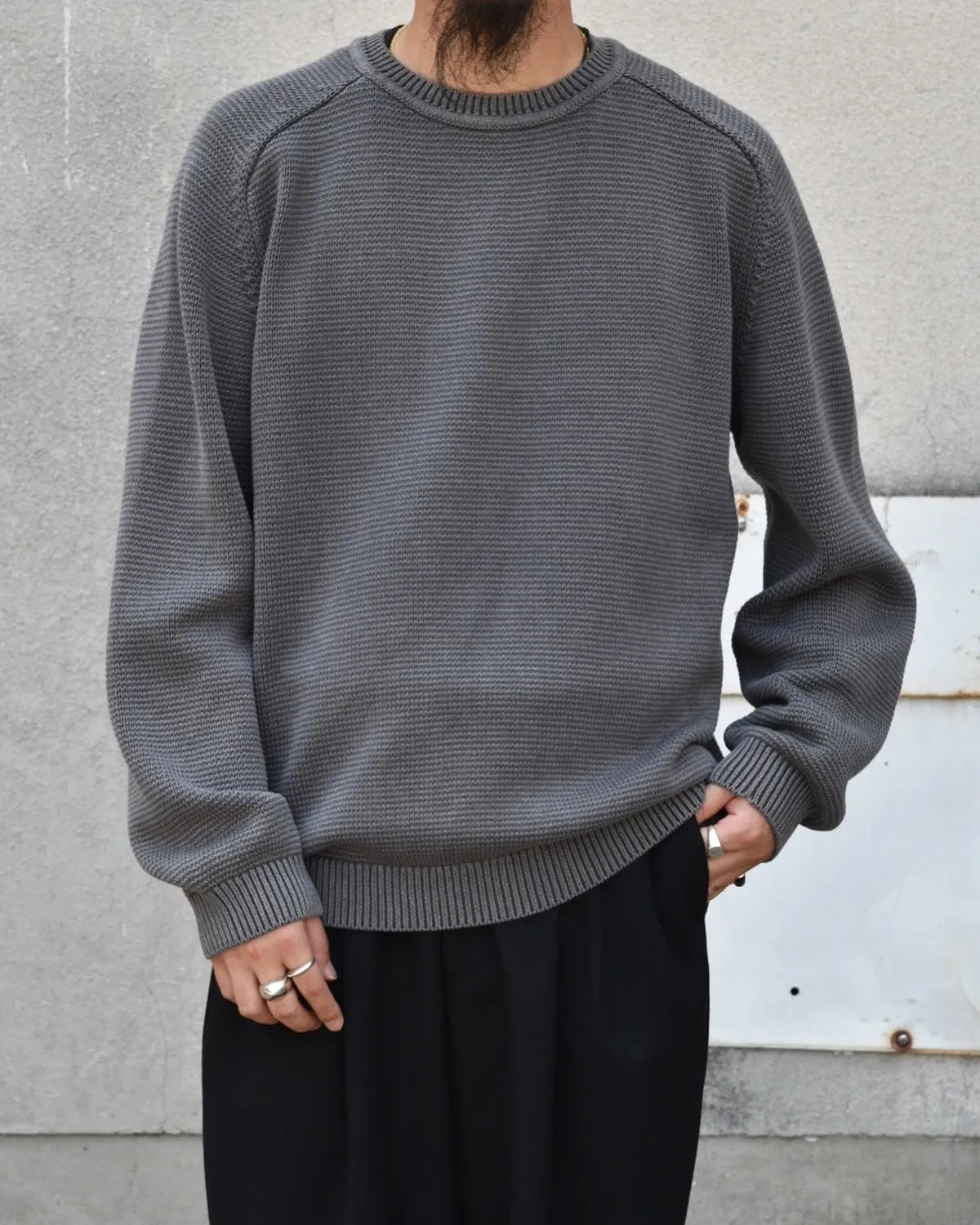 NONNATIVE / WORKER PULLOVER SWEATER COTTON YARN (NN-K4703)