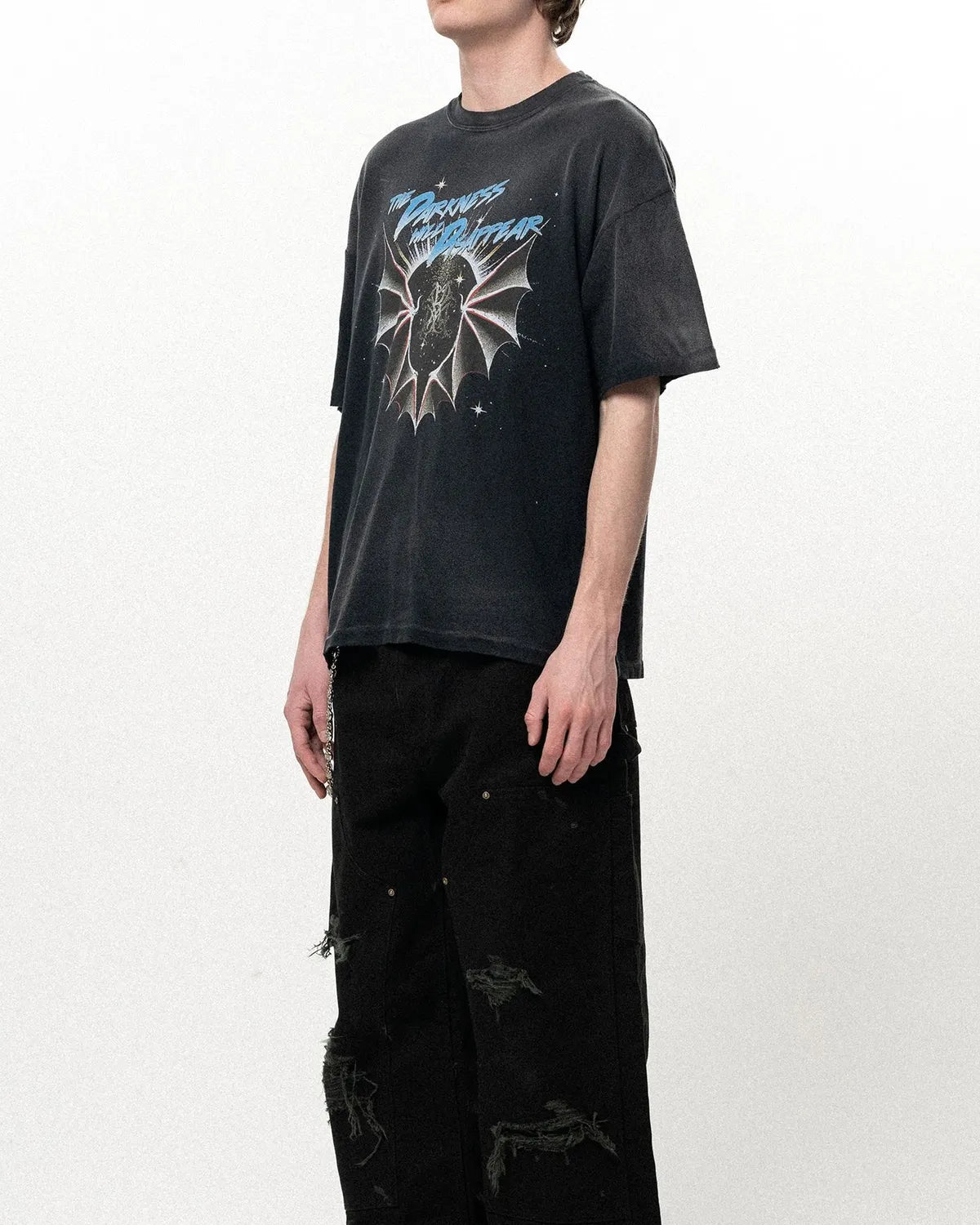 KAMIYA / "THE DARKNESS WILL DISAPPEAR" Distressed T-shirt (G16TS086)
