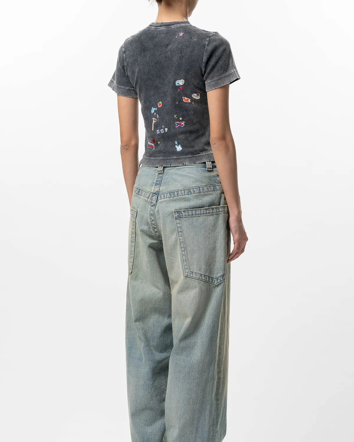 Maison MIHARA YASUHIRO / Kids Sticker Print Bleached Mini T-shirt -Women's- (K16TS782)
