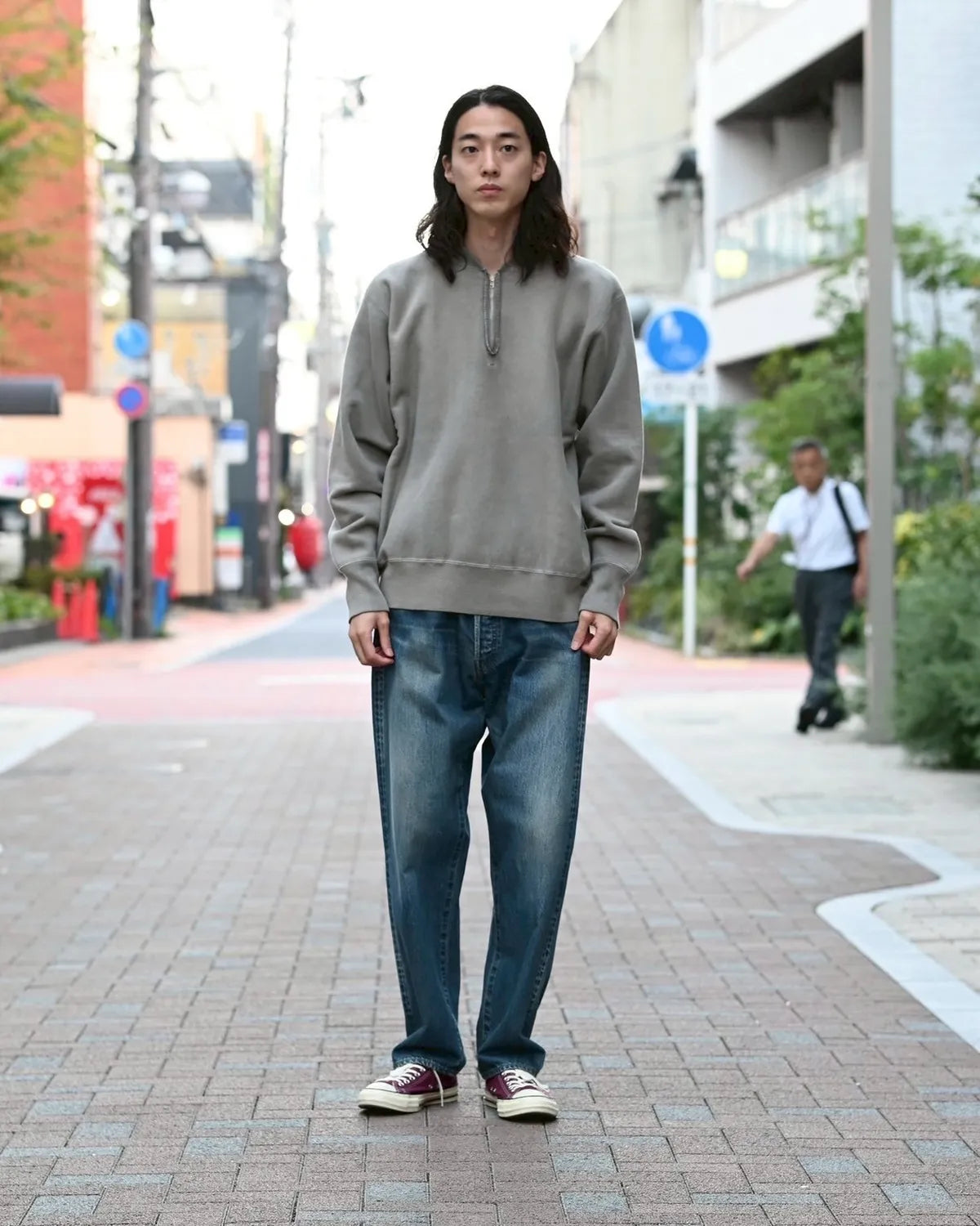 A.PRESSE / Vintage Half Zip Rib Collar Sweatshirt (25AAP-05-07)