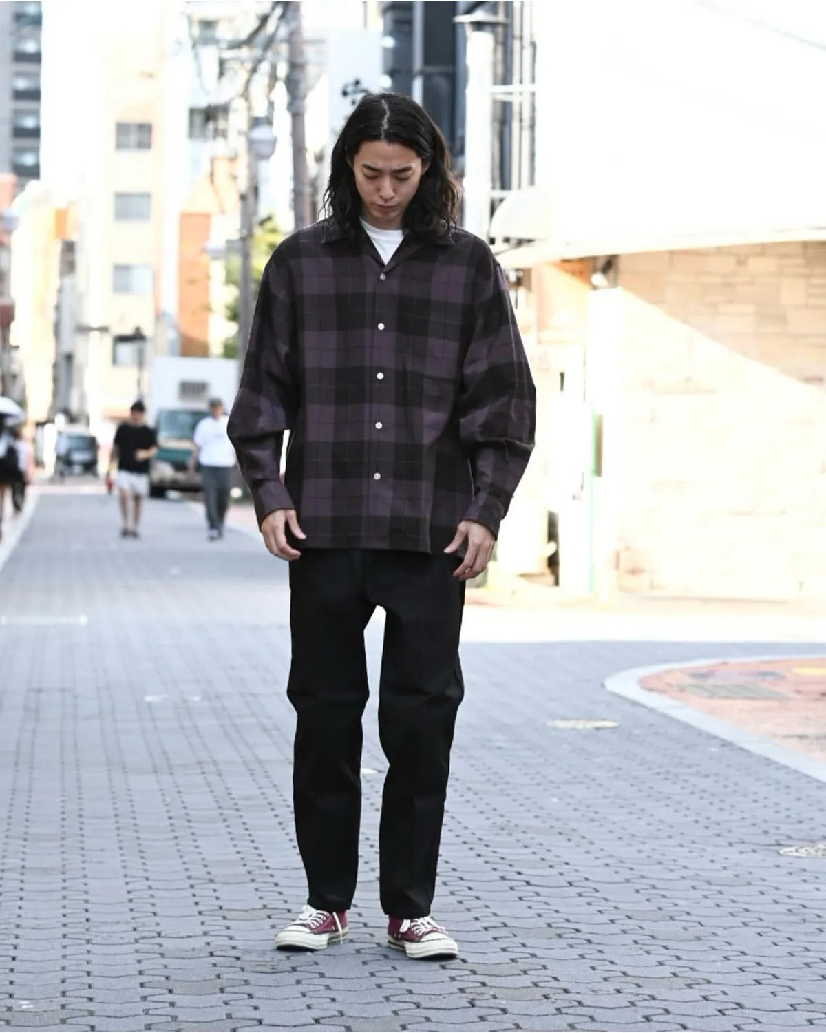 WACKO MARIA / OMBRE CHECK OPEN COLLAR SHIRT (25FWE-WMS-OC01)