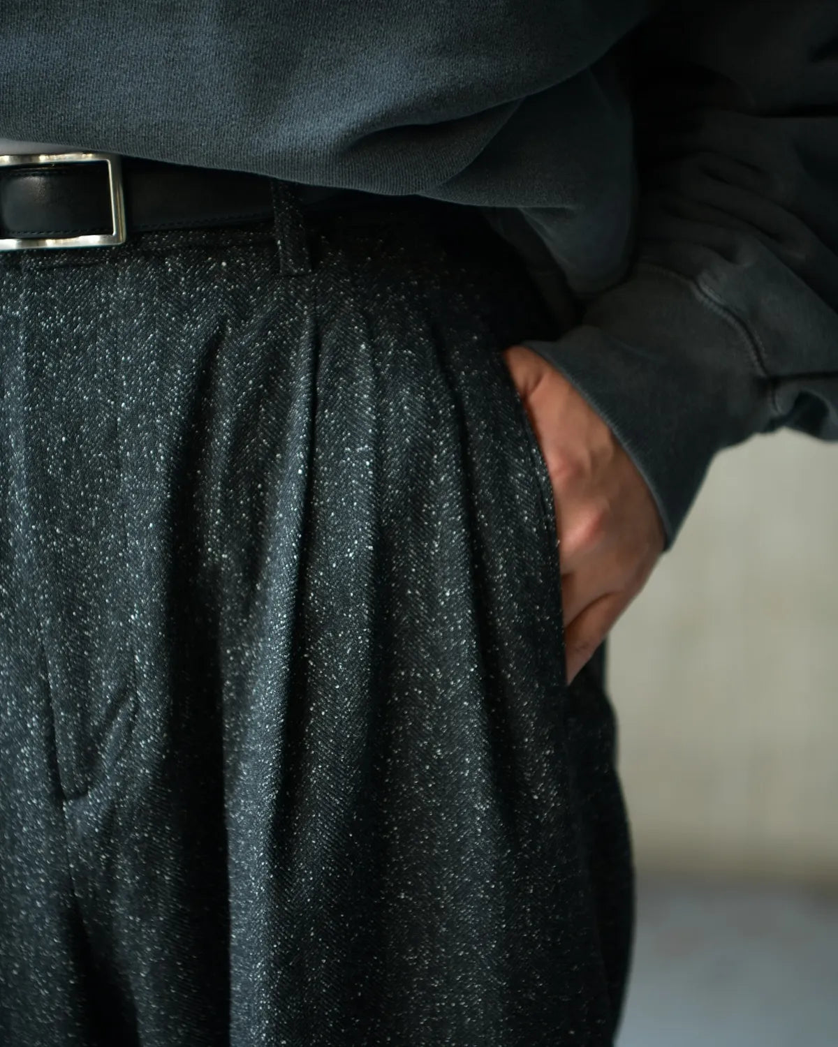 COOTIE PRODUCTIONS® / Silk Nep Herringbone 2 Tuck Wide Trousers (CTE-25A120)