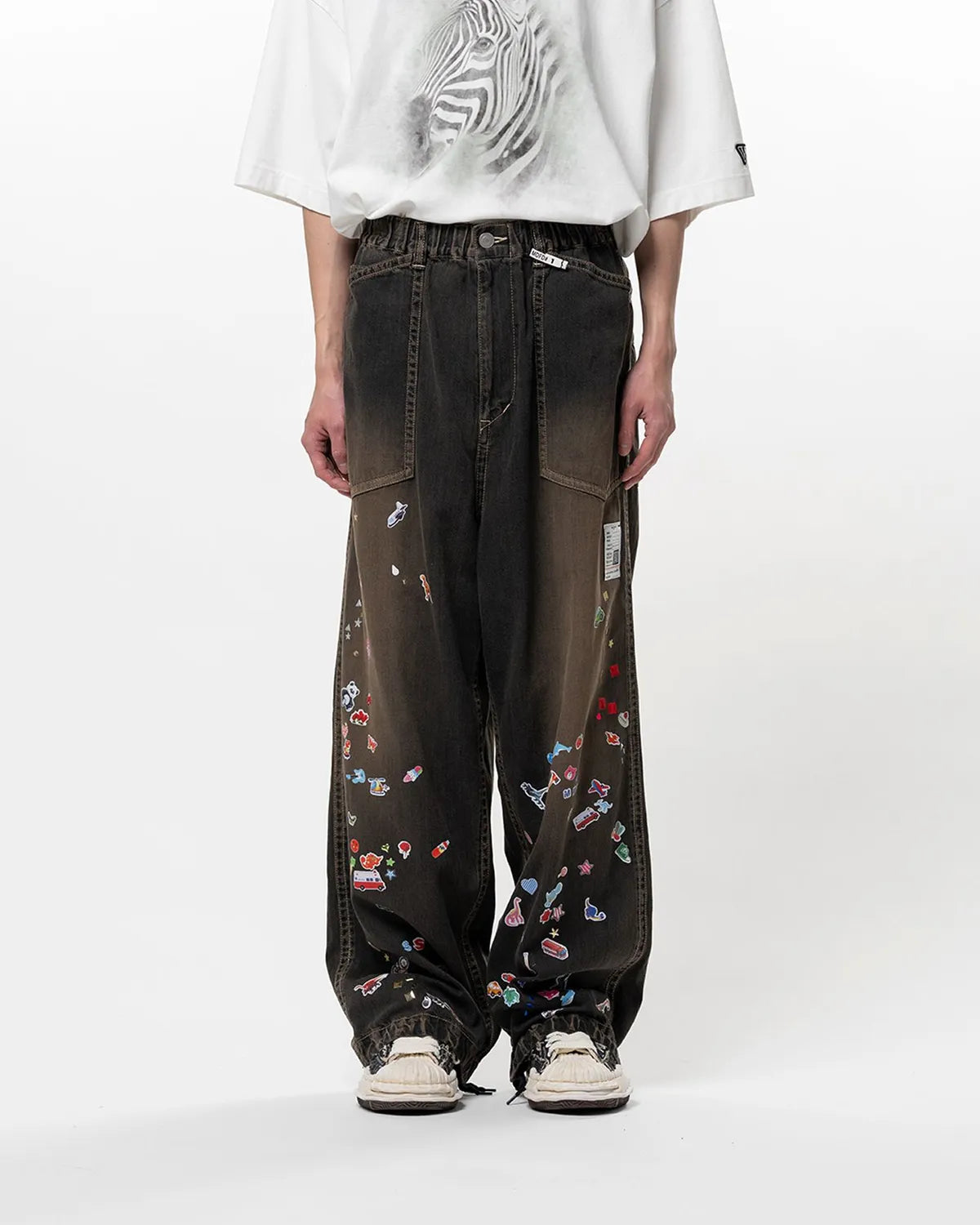 Maison MIHARA YASUHIRO / Kids Sticker Printed Baker Denim Pants (J16PT124)