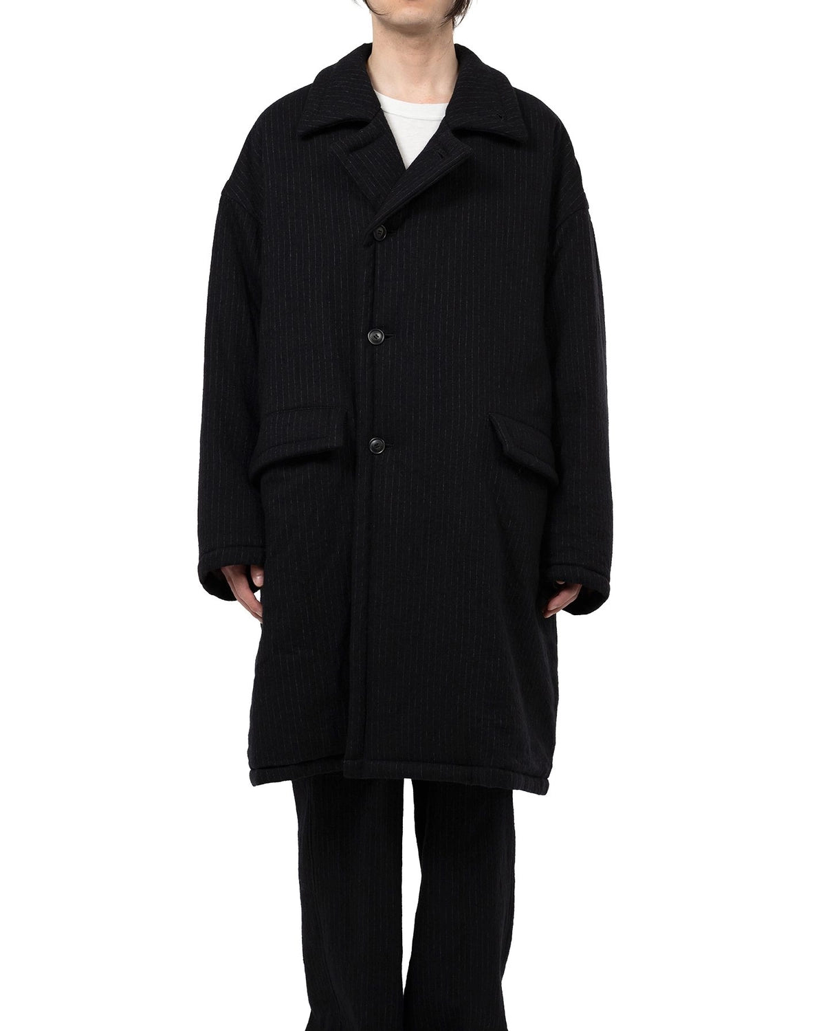 KAMIYA / Padded Pinstripe Coat (G15CT028)