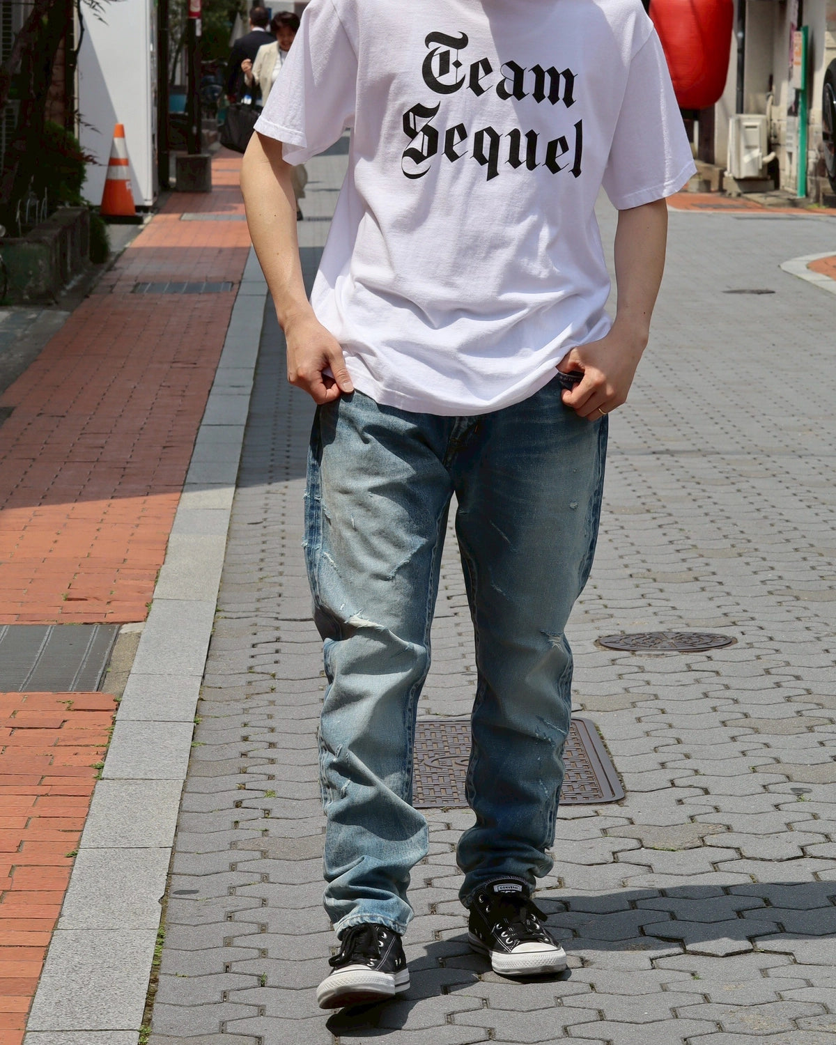 SEQUEL / × FRAGMENT DAMAGE DENIM PANTS (SQ-25SS-PT-07)