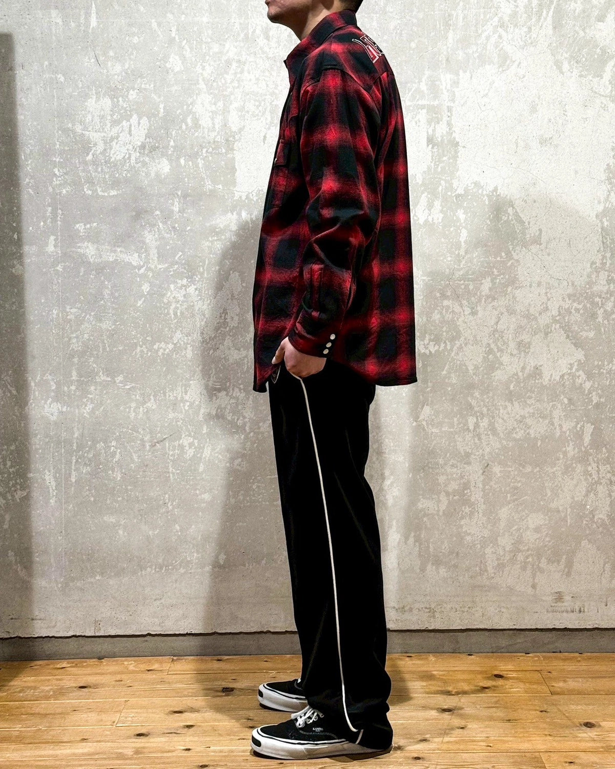 LASTMAN / OMBRE PLAID WESTERN SHIRTS -L/S- (251LM-SH03)