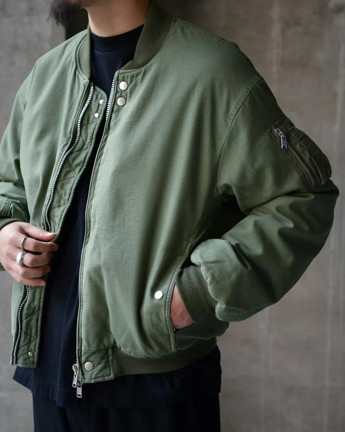NONNATIVE / TROOPER PUFF BLOUSON COTTON BACKSATIN PIGMENT DYE WITH WINDSTOPPER® (NN-JU4702)