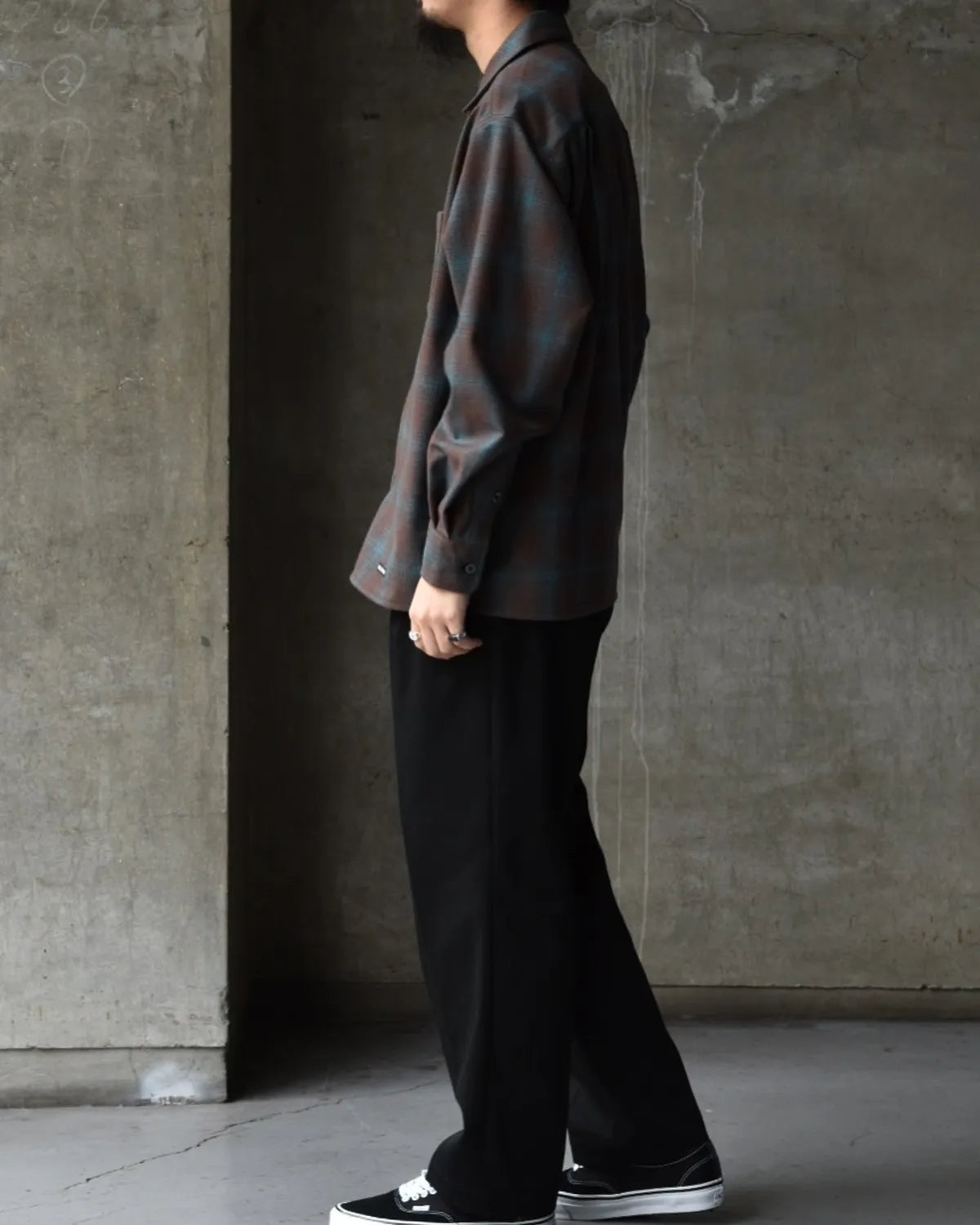 WACKO MARIA × PENDLETON / WOOL OMBRE CHECK OPEN COLLAR SHIRT -TYPE-3- (25FW-WMS-PE03)