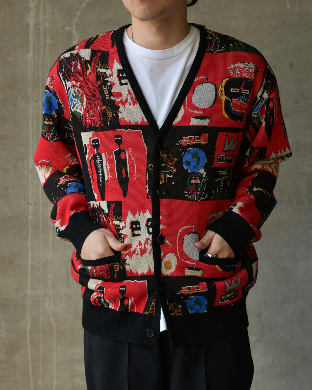 WACKO MARIA × JEAN-MICHEL BASQUIAT / CARDIGAN (BASQUIAT-WM-KN15)