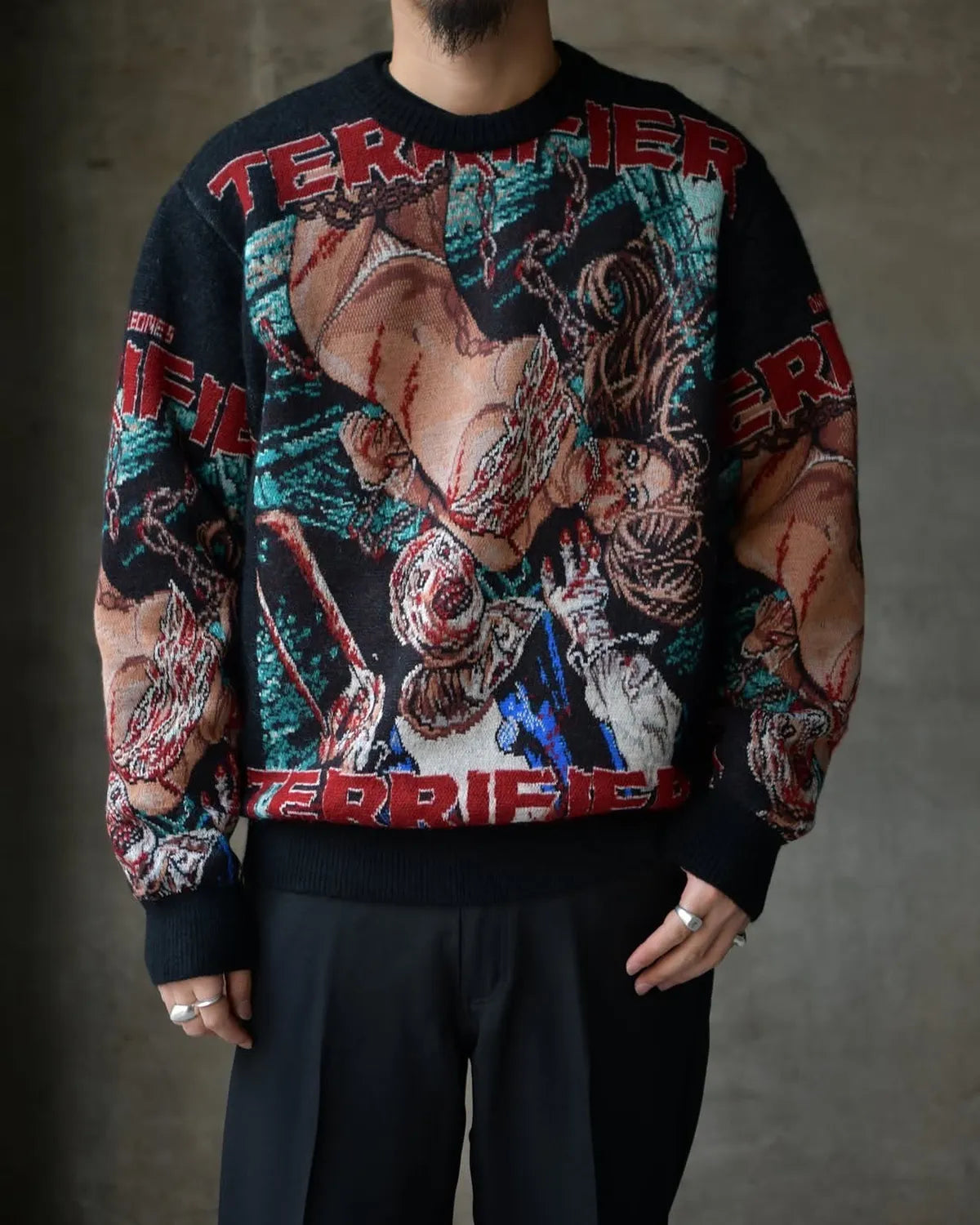 WACKO MARIA × TERRIFIER / MOHAIR CREW NECK SWEATER (TERRIFIER-WM-KN01)