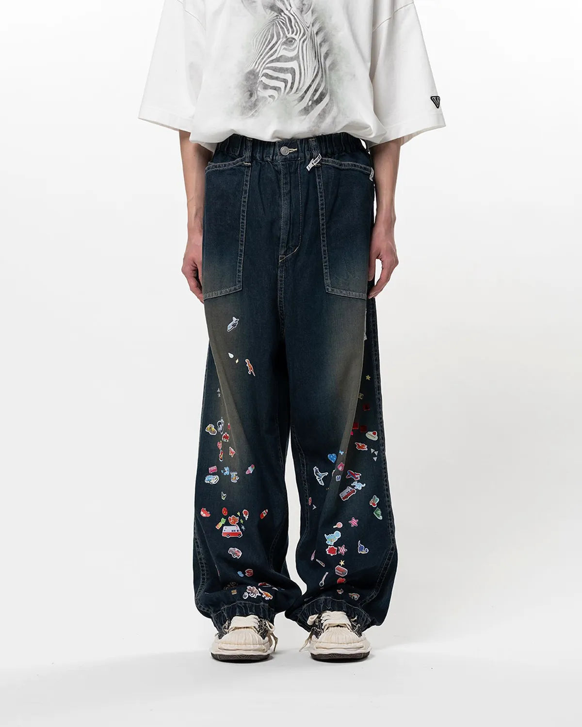 Maison MIHARA YASUHIRO / Kids Sticker Printed Baker Denim Pants (J16PT124)