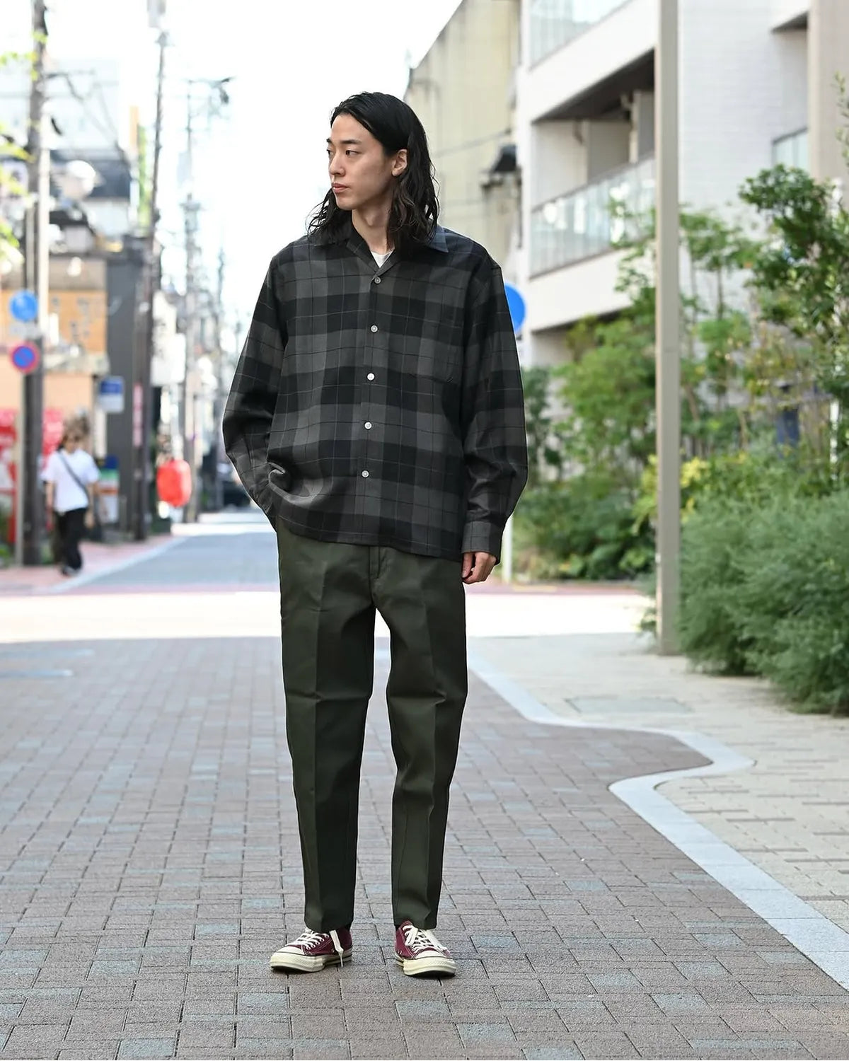 WACKO MARIA / OMBRE CHECK OPEN COLLAR SHIRT (25FWE-WMS-OC01)