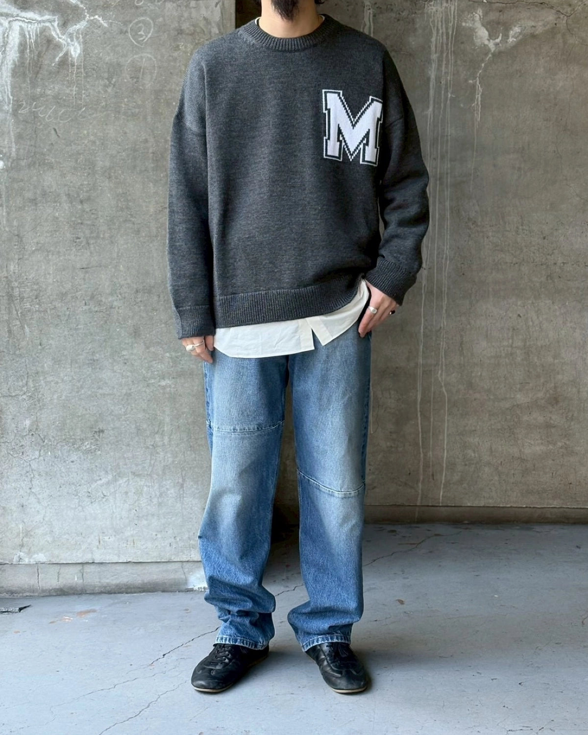 MM6 / ツーインワン バーシティ ニットセーター (SH0HL0039M13206)