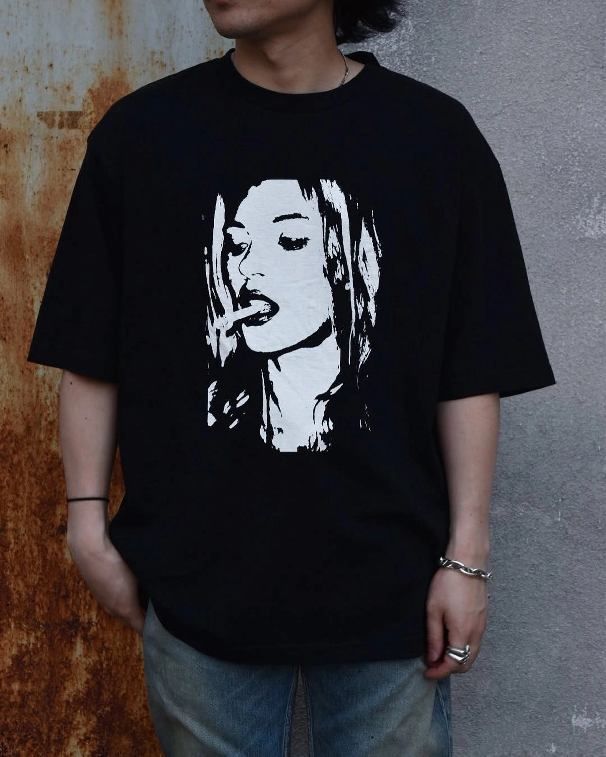 MINEDENIM / Monochrome Two tone Face Crewneck T-SH (2504-4002)