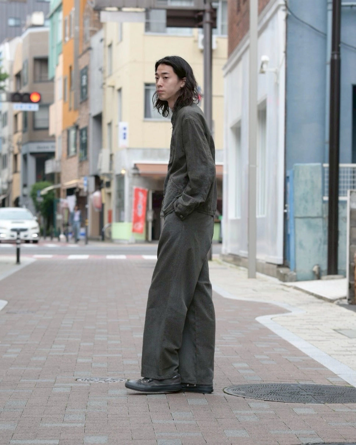 A.PRESSE / Vintage Black Chambray Work Pants (25AAP-04-22)