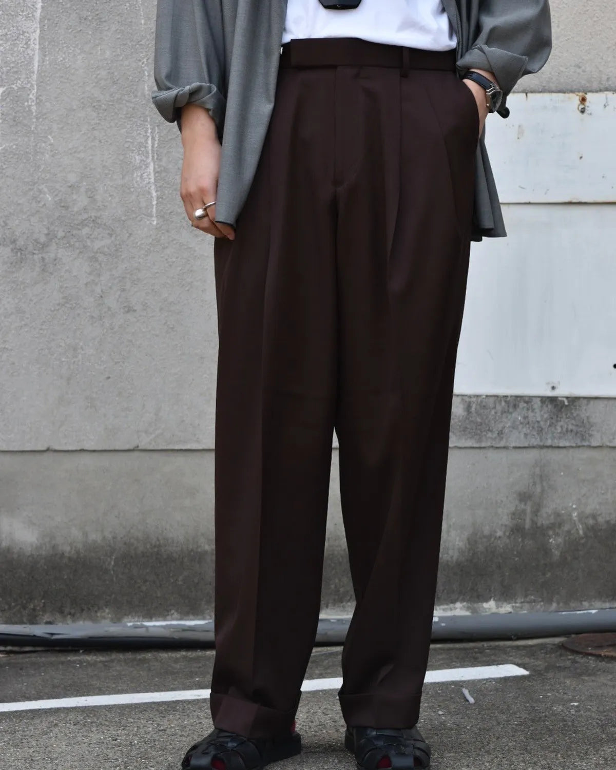 MARKAWARE / Organic Wool 2/80 Gabardine Double Pleated Classic Wide Trousers (A25C01PT01C)
