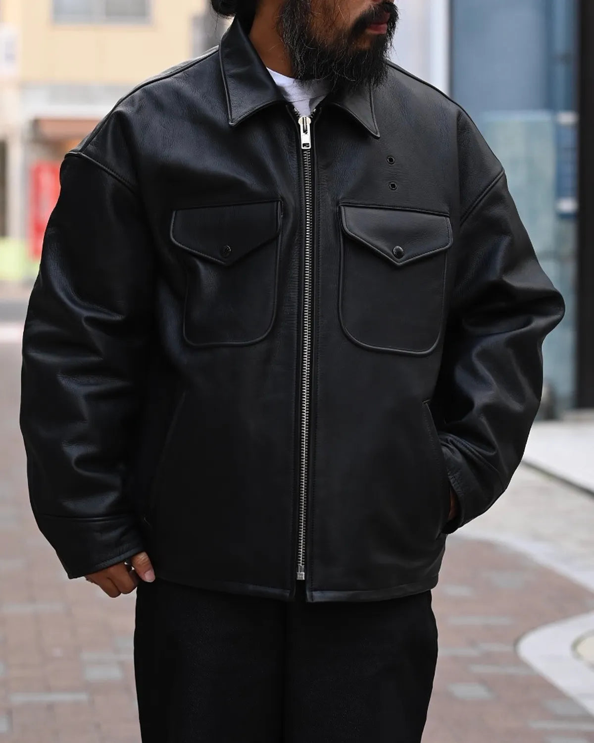 COOTIE PRODUCTIONS® / Leather Policeman Jacket (CTE-25A225)
