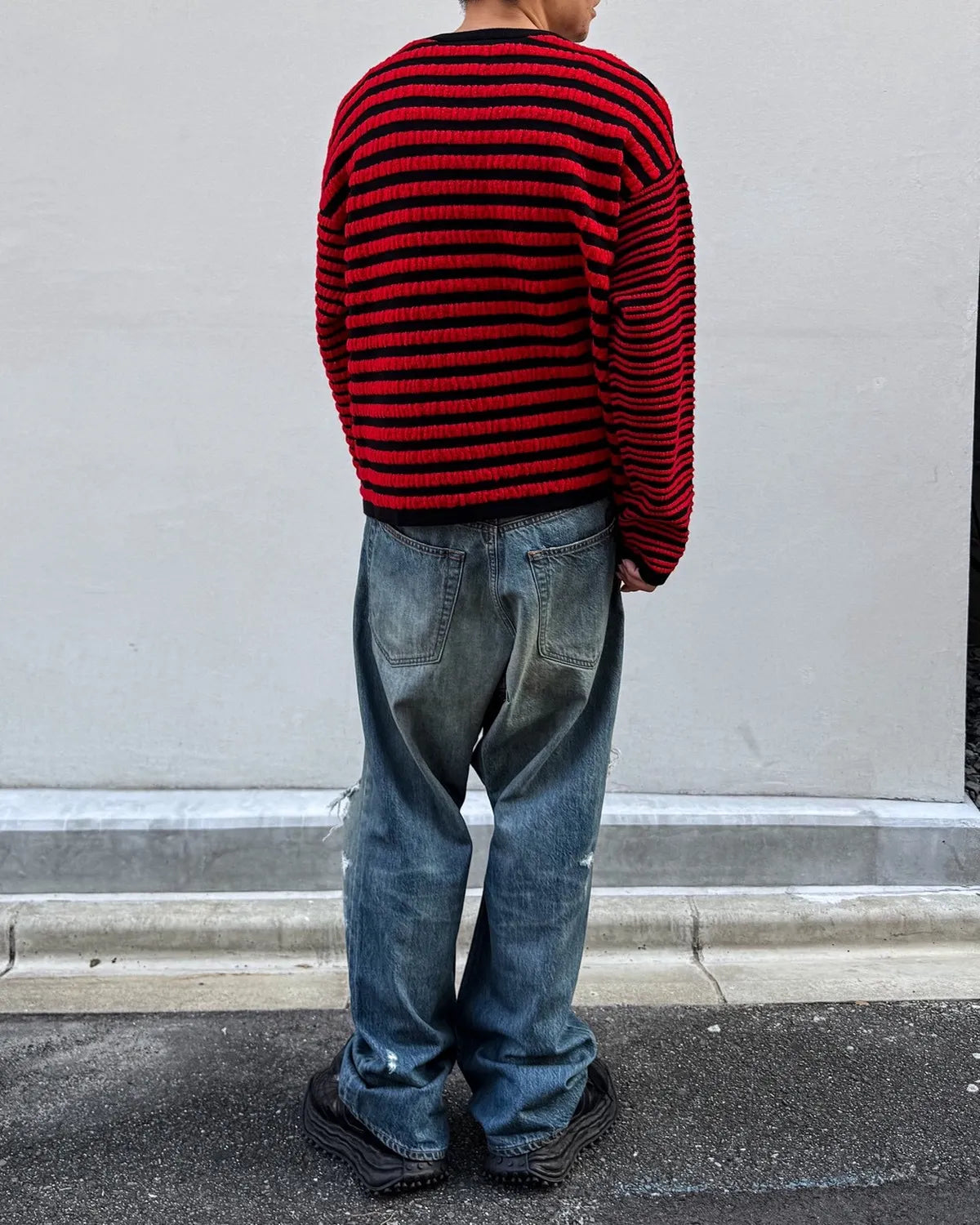 KAMIYA / Horizontal Multi Stripe Bouclé Knit (G17PO081)
