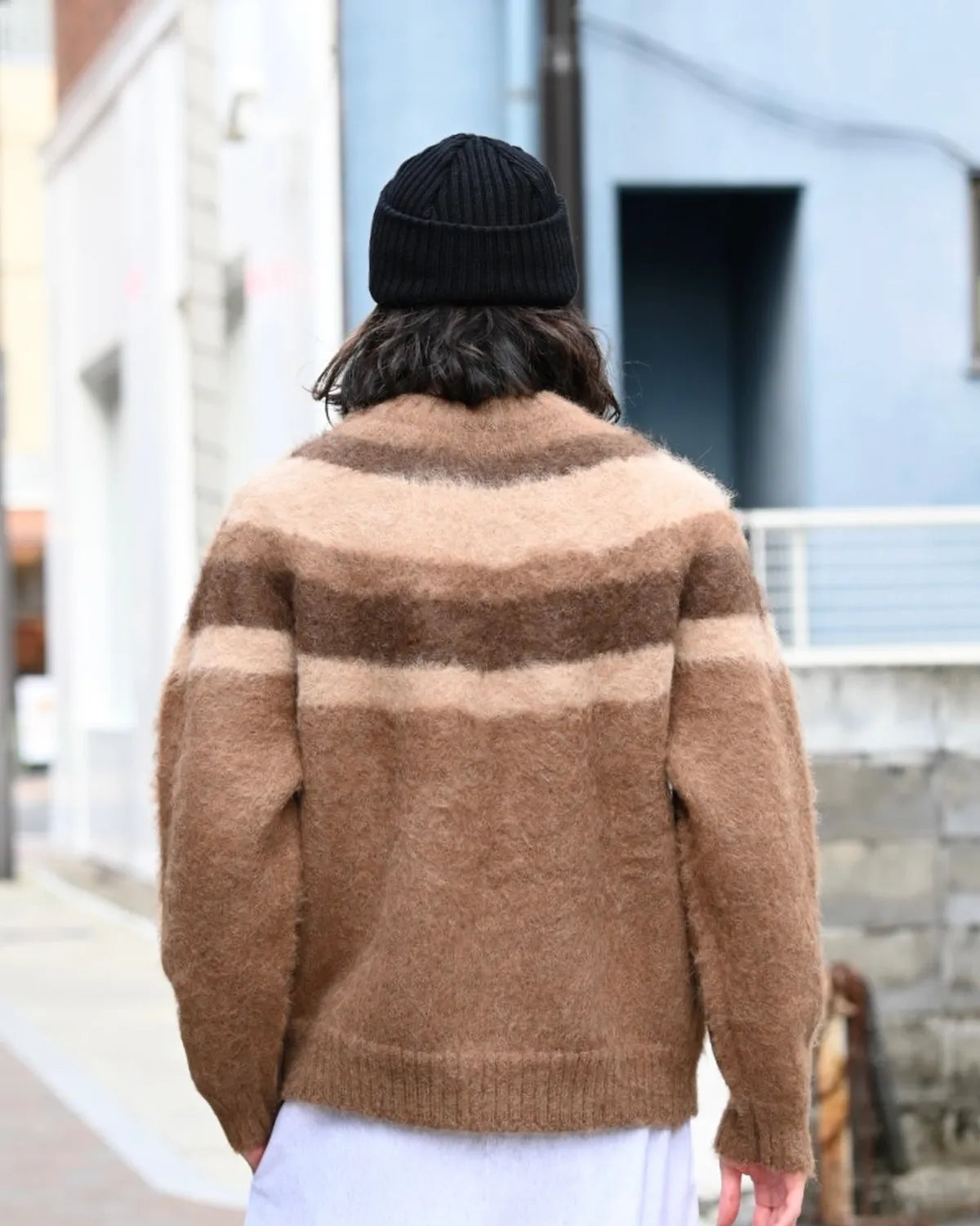 MARKAWARE / ALPACA BRUSHED STRIPED JUMPER (A25D02SW01C)