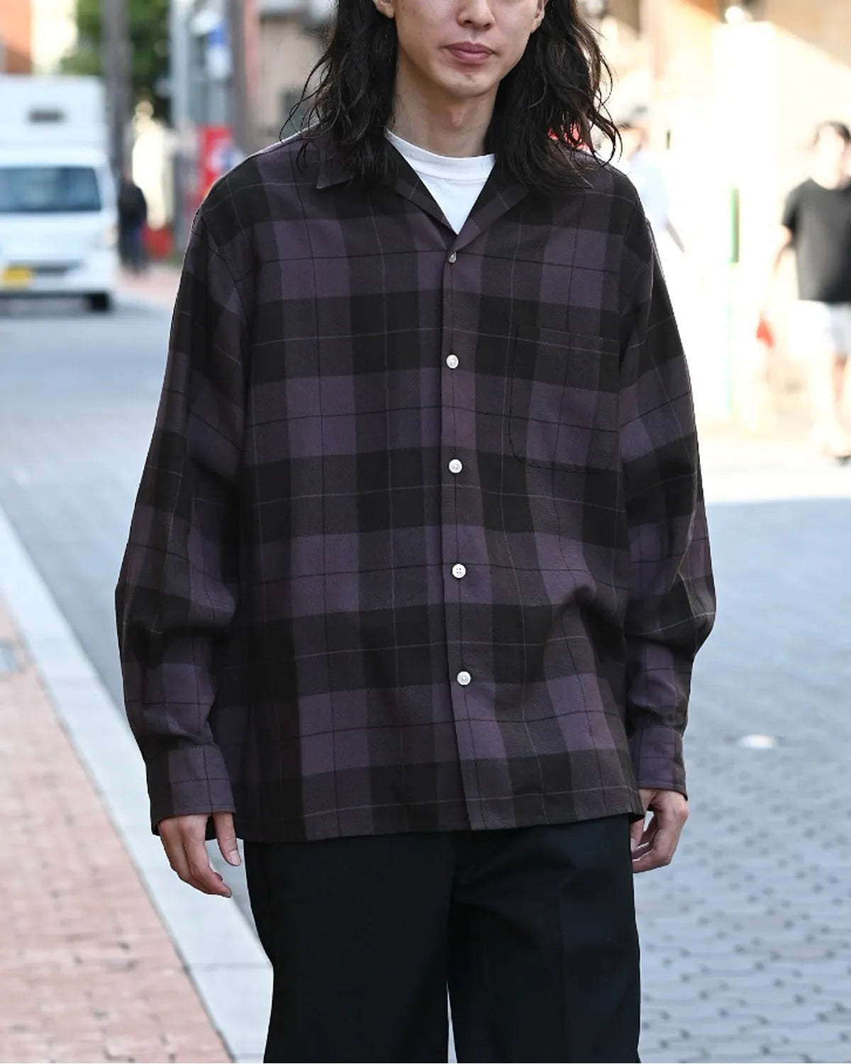 WACKO MARIA / OMBRE CHECK OPEN COLLAR SHIRT (25FWE-WMS-OC01)