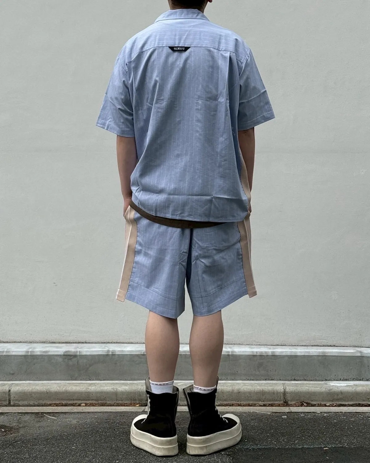 ALWAYS OUT OF STOCK / SIDE STRIPE OPEN COLLAR LINEN SHIRT (HA-026105131)
