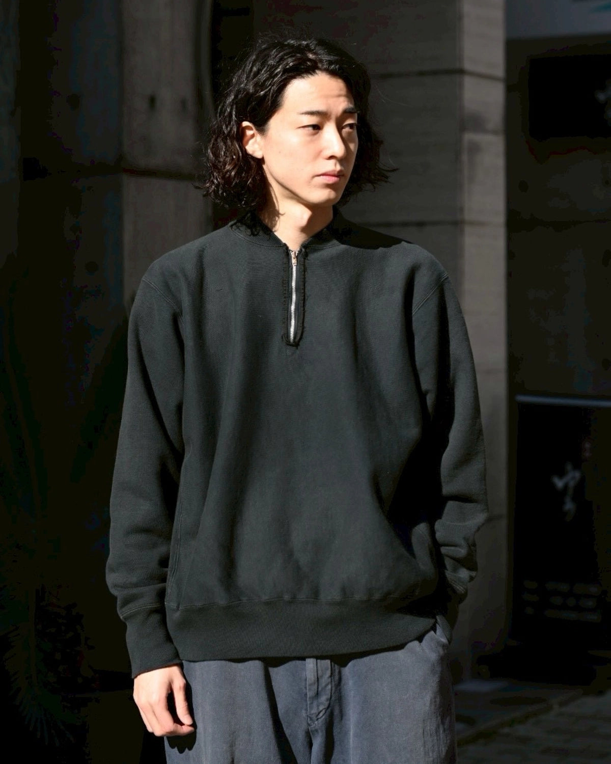 A.PRESSE / Vintage Half Zip Rib Collar Sweatshirt (26SAP-05-11)