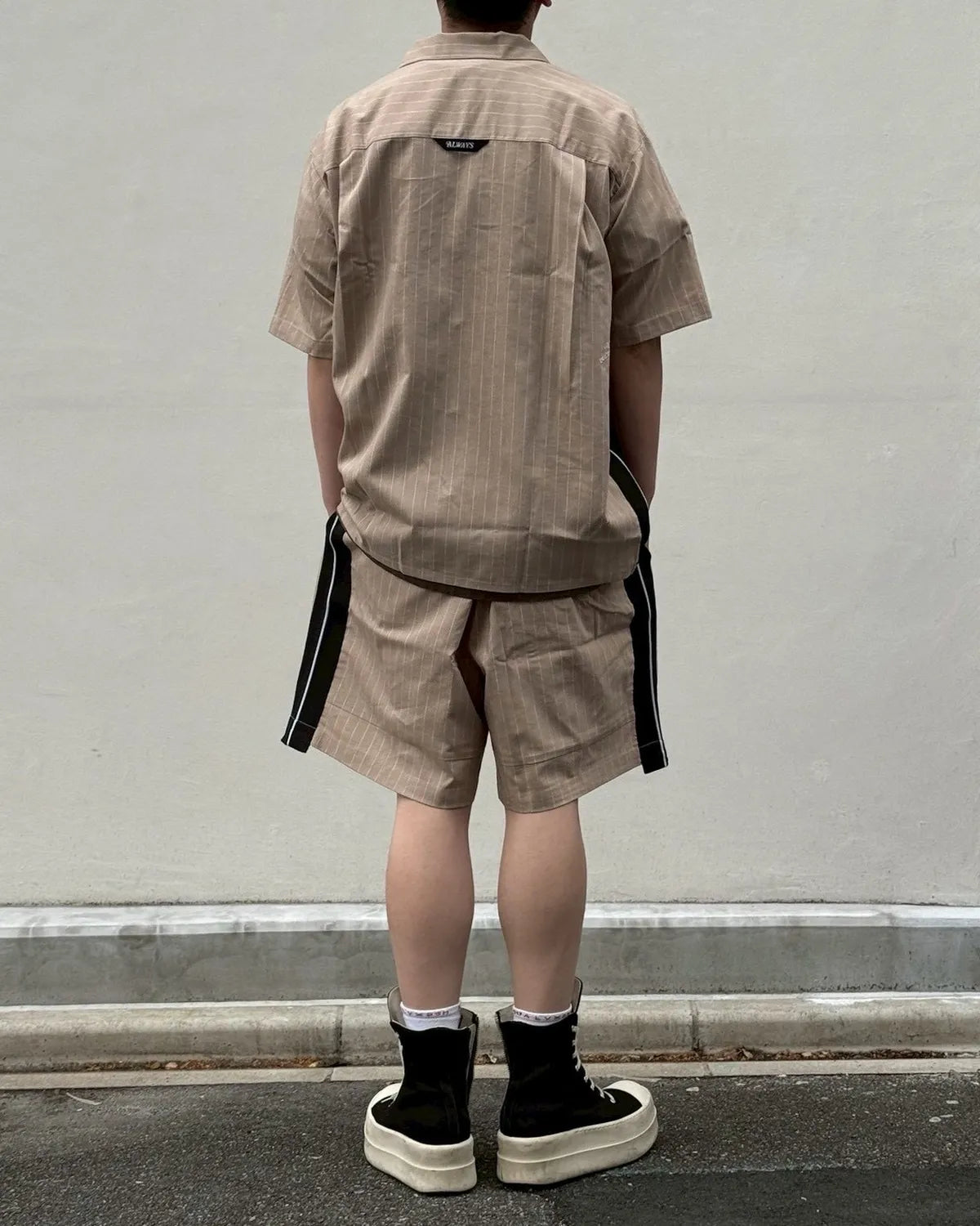 ALWAYS OUT OF STOCK / SIDE STRIPE OPEN COLLAR LINEN SHIRT (HA-026105131)