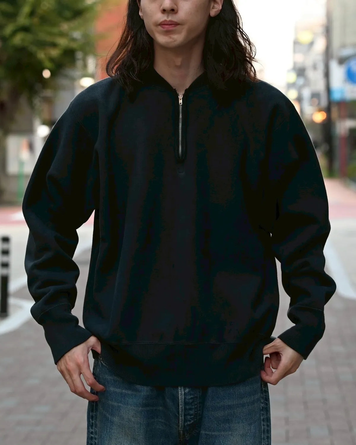 A.PRESSE / Vintage Half Zip Rib Collar Sweatshirt (25AAP-05-07)