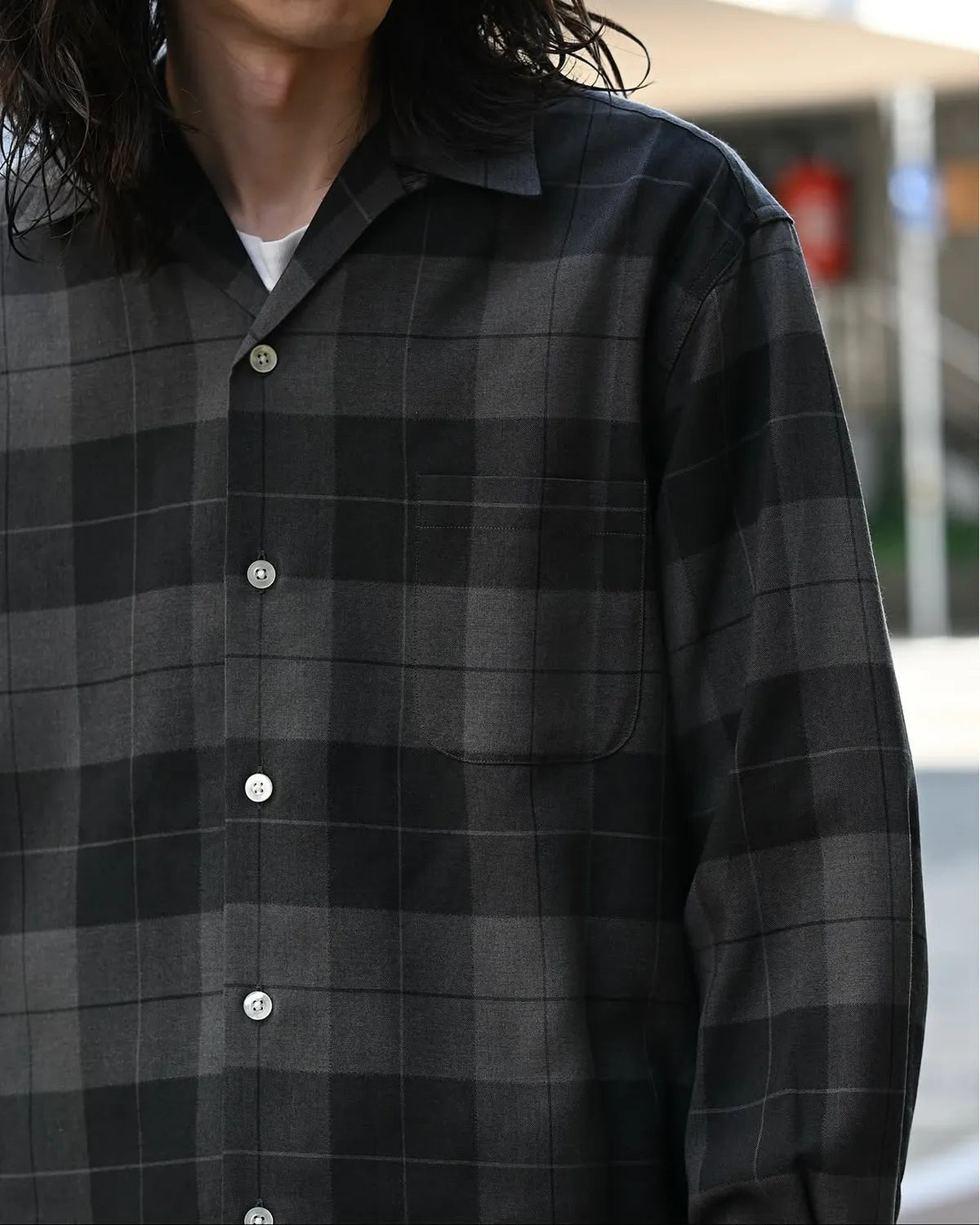 WACKO MARIA / OMBRE CHECK OPEN COLLAR SHIRT (25FWE-WMS-OC01)