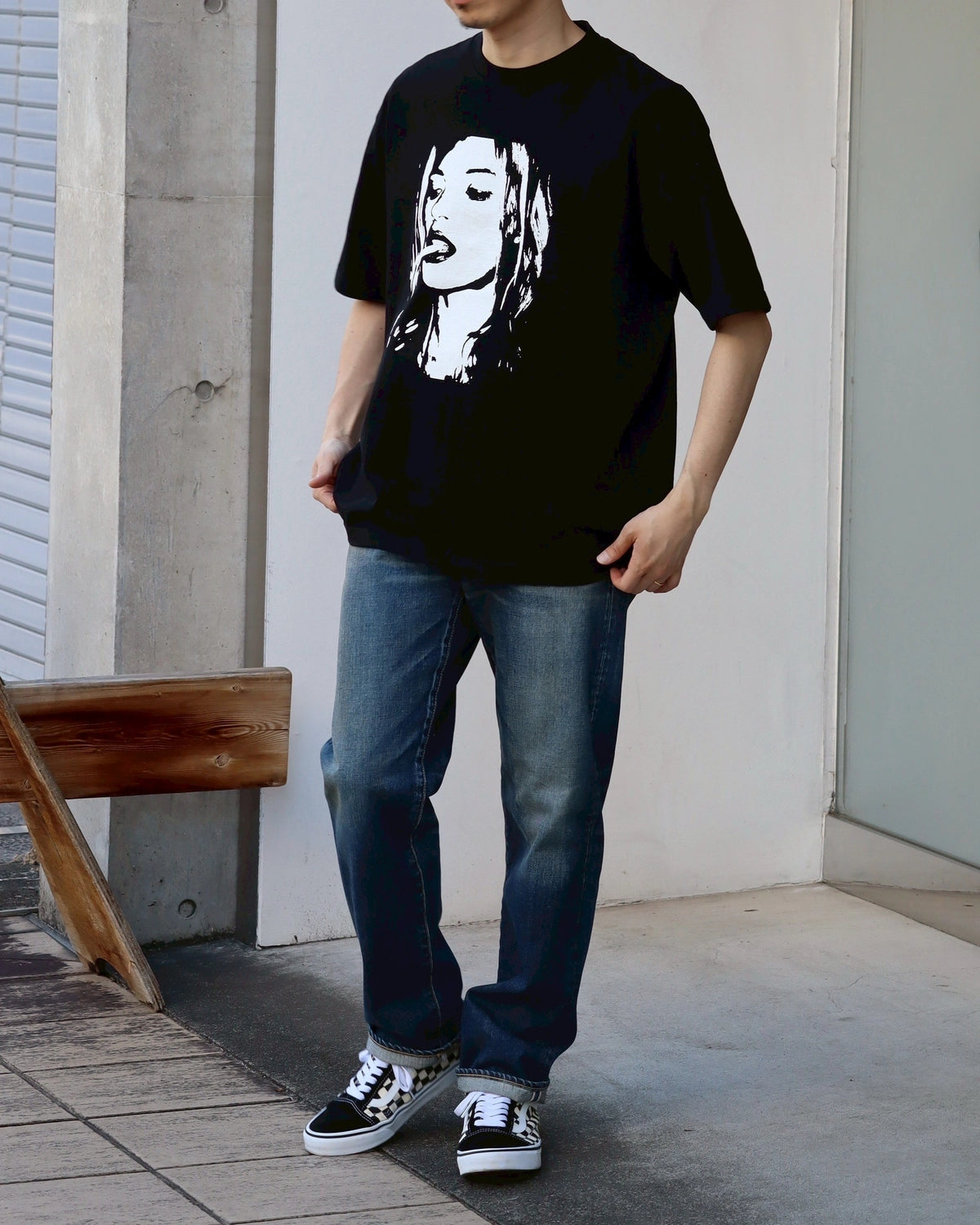 MINEDENIM / Monochrome Two tone Face Crewneck T-SH (2504-4002)