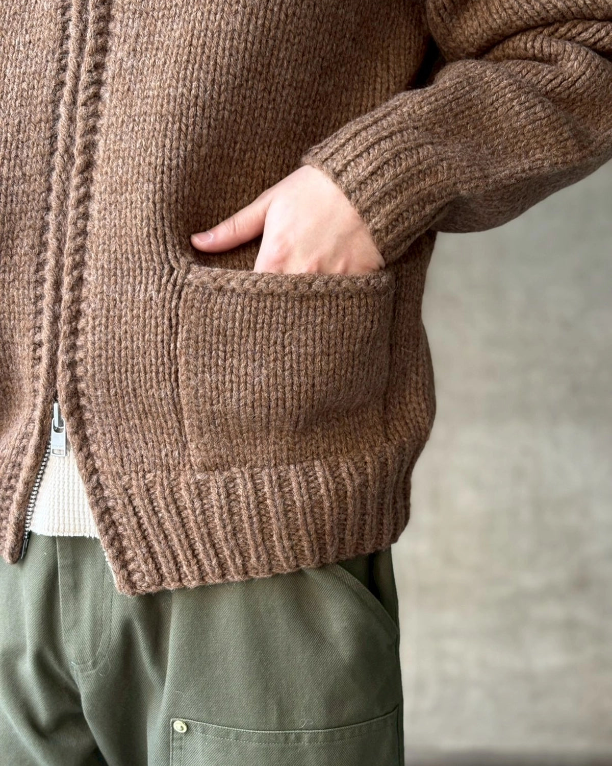 NONNATIVE / WANDERER HAND-KNIT HOODED SWEATER WOOL YARN (NN-K4706)