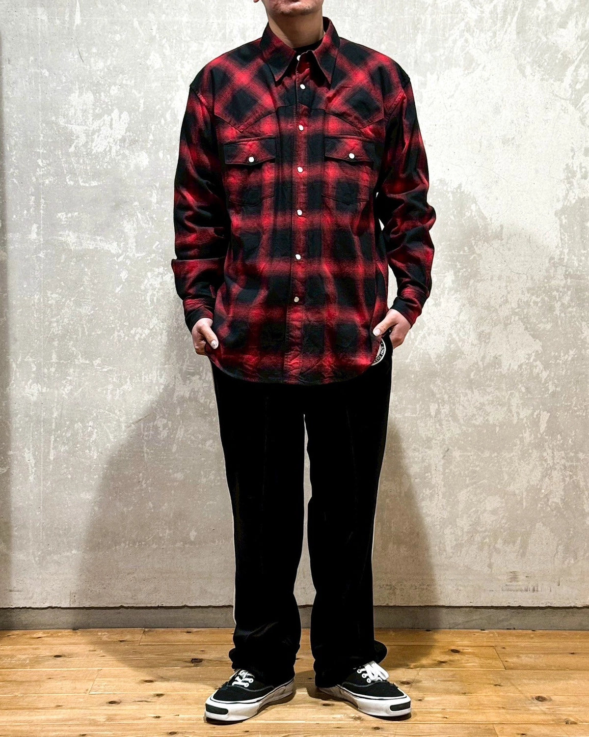 LASTMAN / OMBRE PLAID WESTERN SHIRTS -L/S- (251LM-SH03)