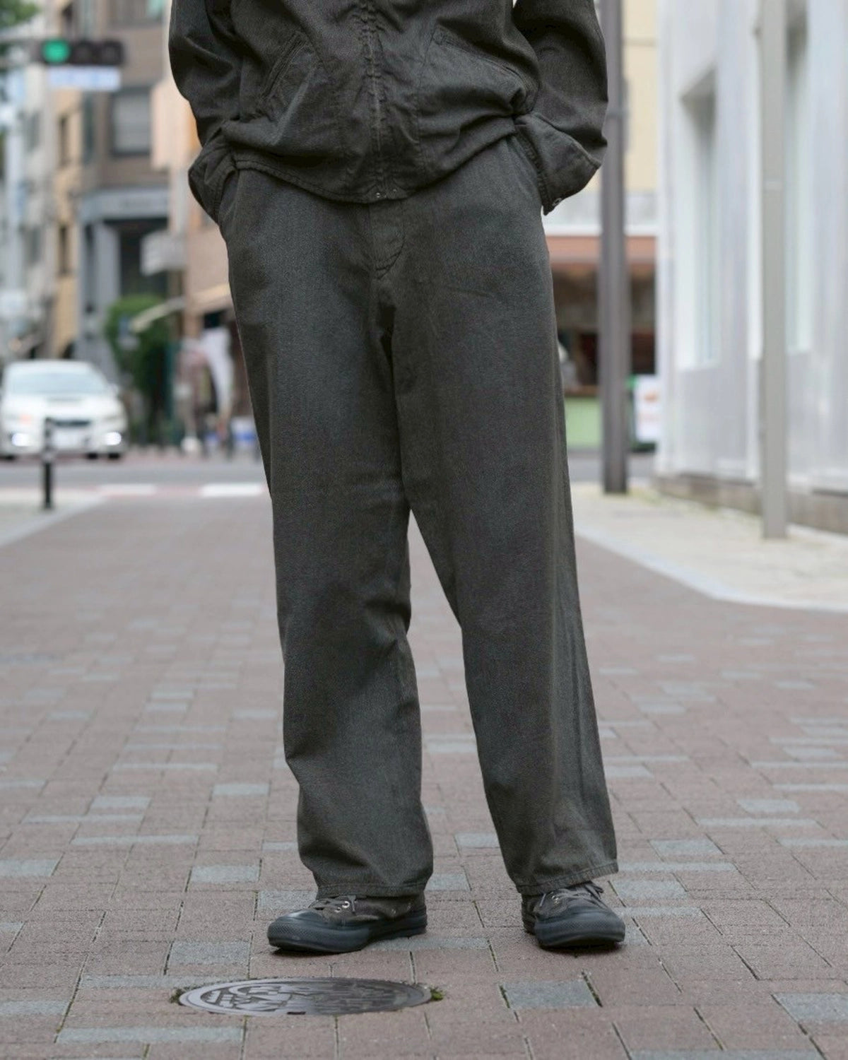 A.PRESSE / Vintage Black Chambray Work Pants (25AAP-04-22)