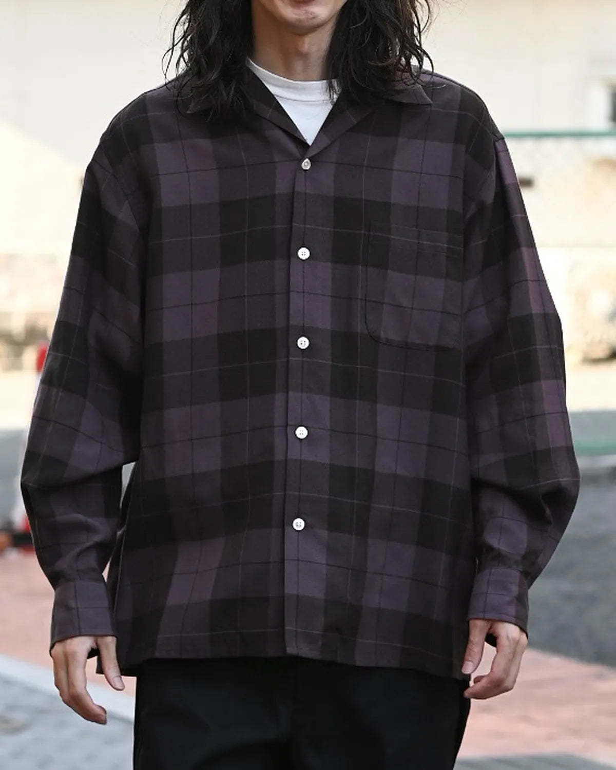 WACKO MARIA / OMBRE CHECK OPEN COLLAR SHIRT (25FWE-WMS-OC01)