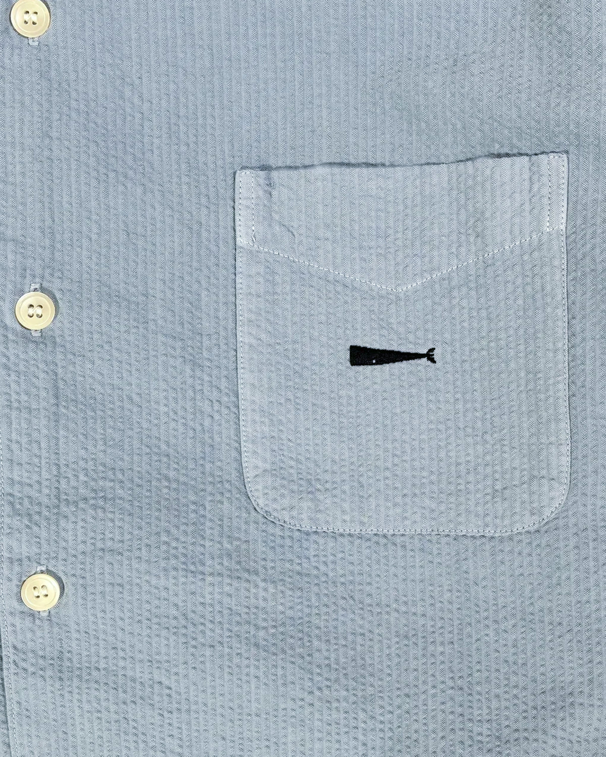 DESCENDANT / S WIND OPEN COLLAR SEERSUCKER SS SHIRT (261WVDS-SHM05)
