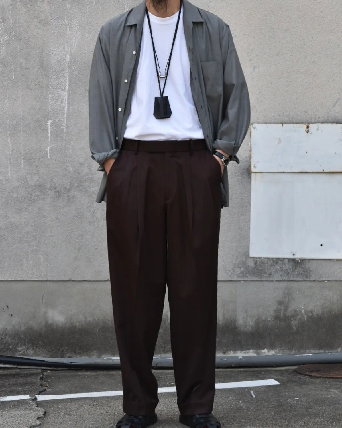 MARKAWARE / Organic Wool 2/80 Gabardine Double Pleated Classic Wide Trousers (A25C01PT01C)