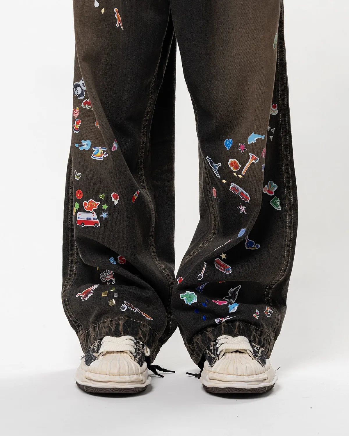 Maison MIHARA YASUHIRO / Kids Sticker Printed Baker Denim Pants (J16PT124)