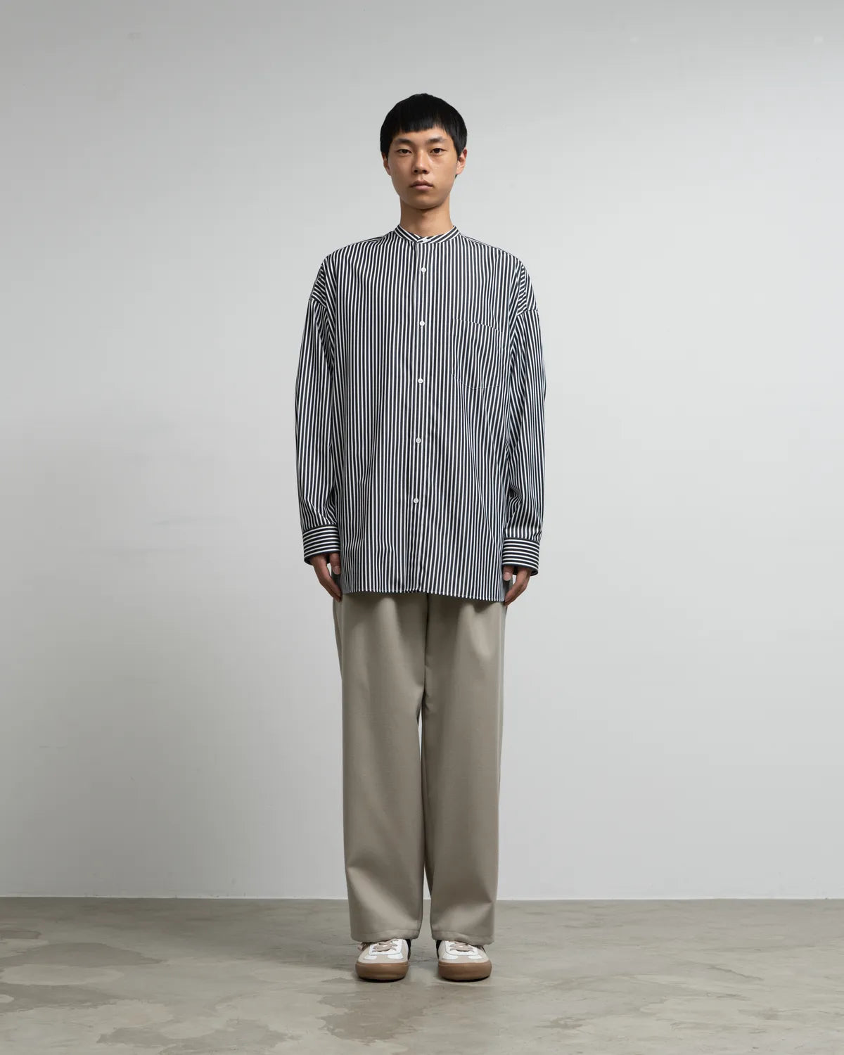 Graphpaper / High Count Band Collar Round Cut Oversized Shirt (GM253-50031C)