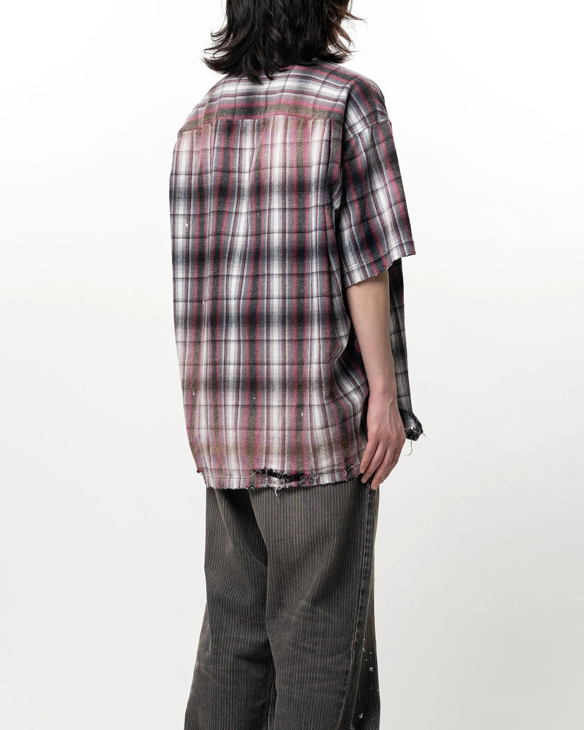 Maison MIHARA YASUHIRO / Embellished Sticker Short Sleeve Check Shirt (A16SH087)