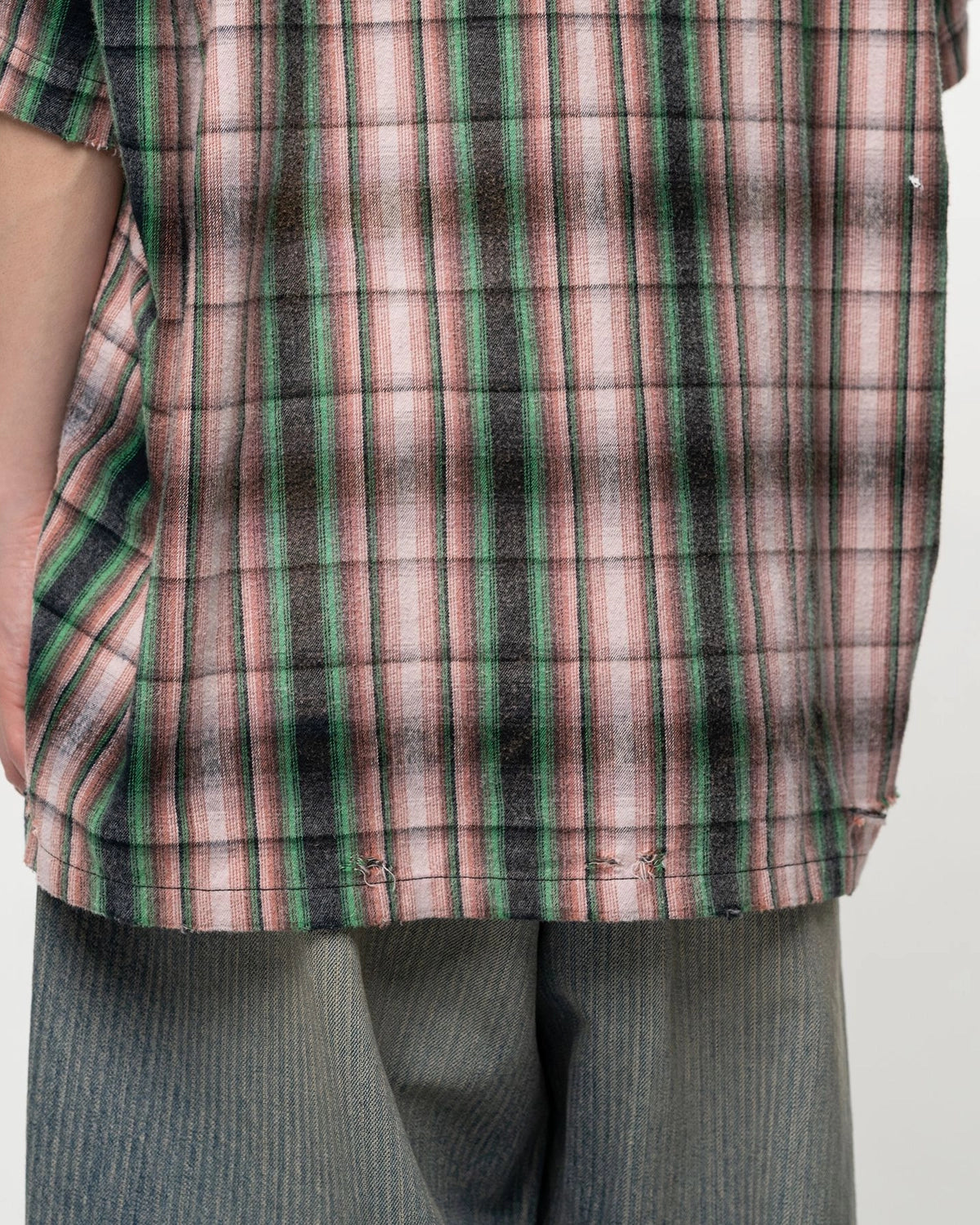 Maison MIHARA YASUHIRO / Embellished Sticker Short Sleeve Check Shirt (A16SH087)