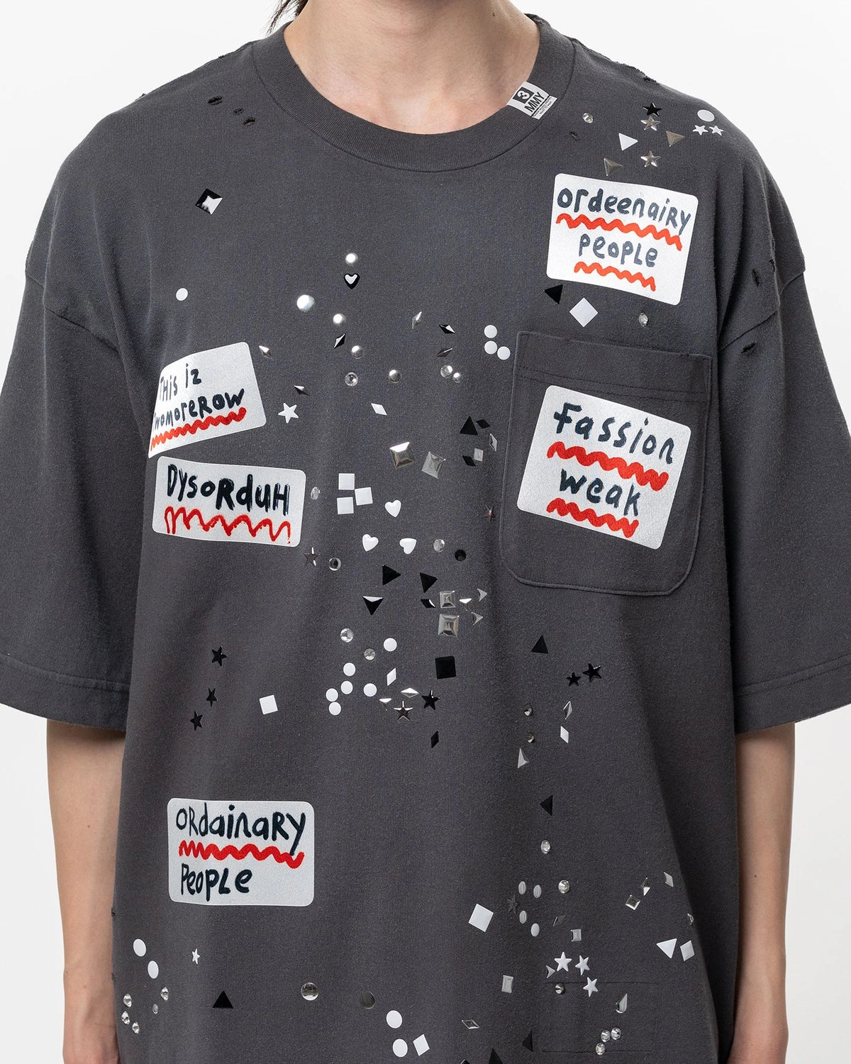 Maison MIHARA YASUHIRO / Embellished Sticker T-shirt (A16TS592)