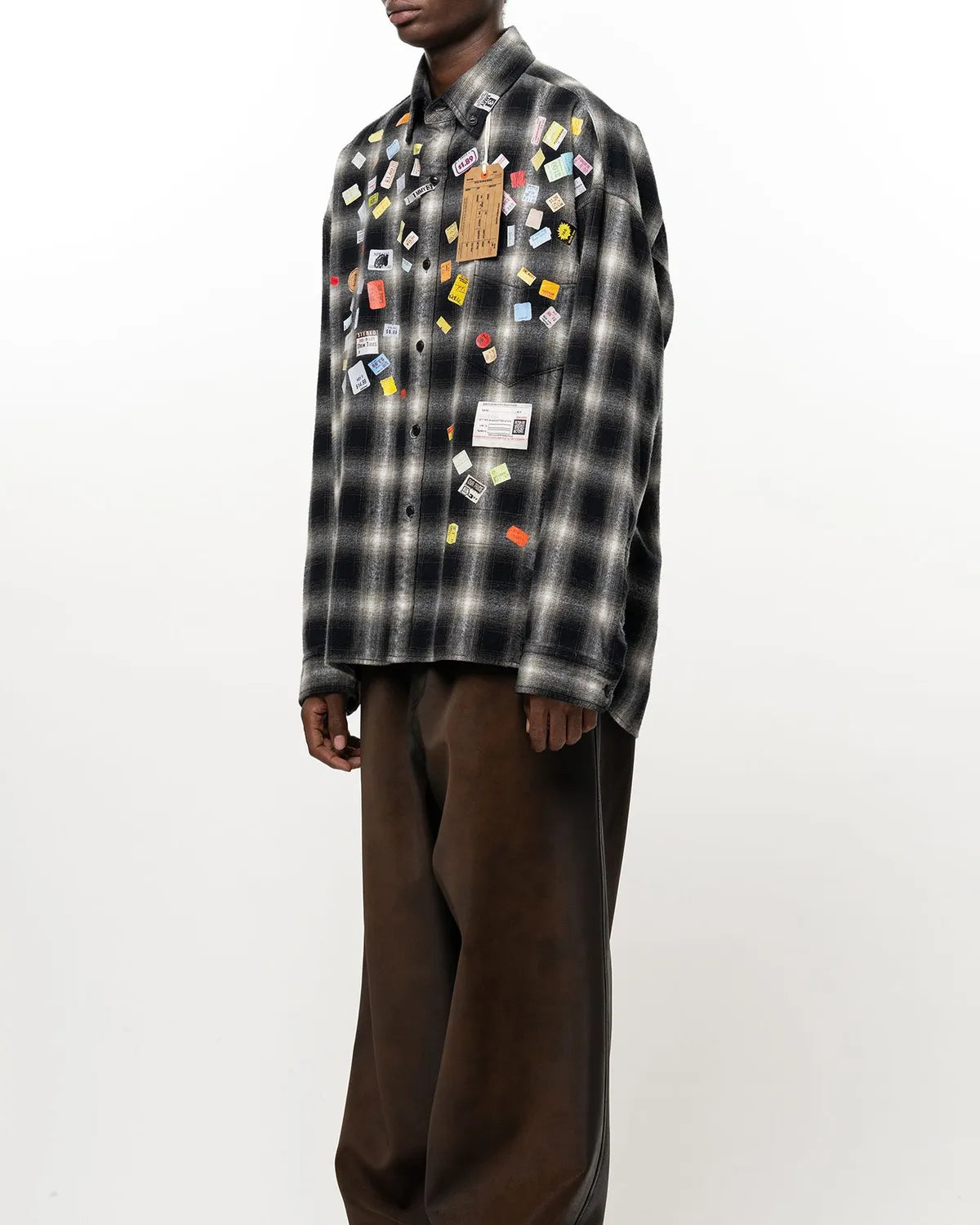 Maison MIHARA YASUHIRO / Price Sticker Printed Check Shirt (A17SH088)